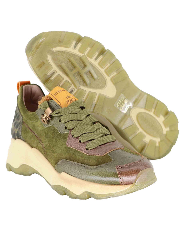 Sneakers donna in camoscio verde e suola alta in gomma CHI254320 C002 Hispanitas 