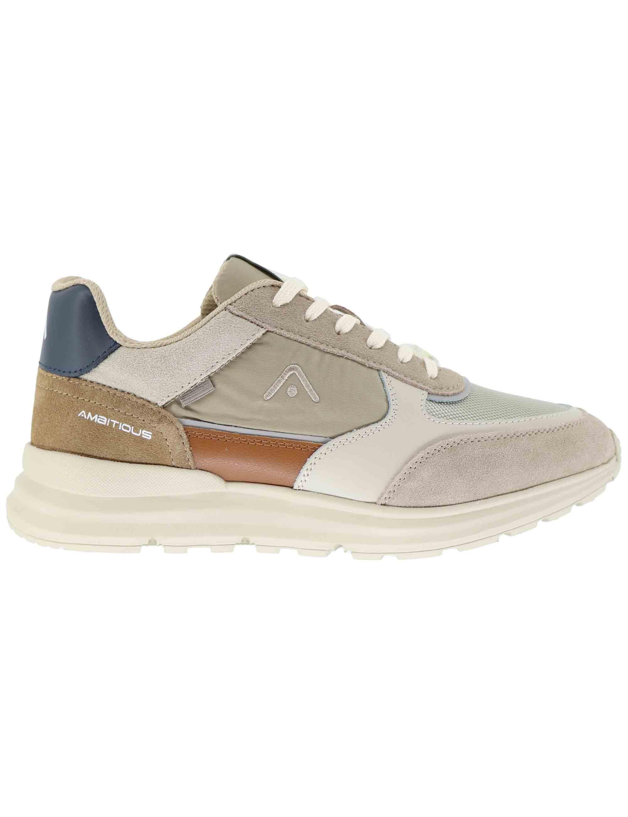 Sneakers uomo Arrow in pelle e tessuto taupe 13571E 1973AM Ambitious 