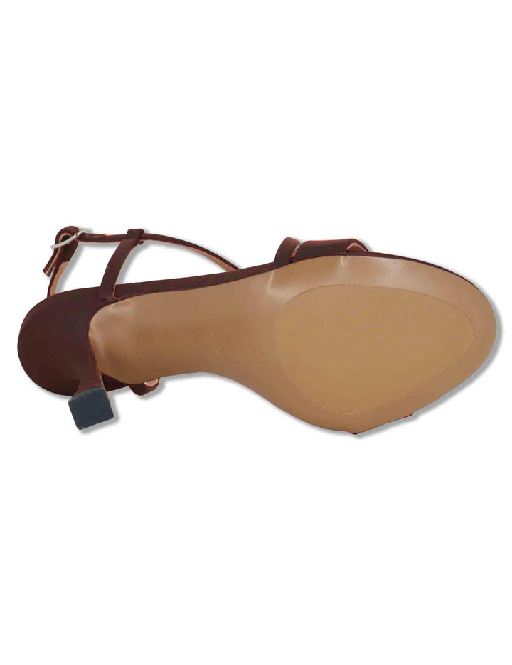 Sandali donna slingback in satin marrone con tacco alto Zafiro 515Z75VK 90-MARRON Bibi Lou 