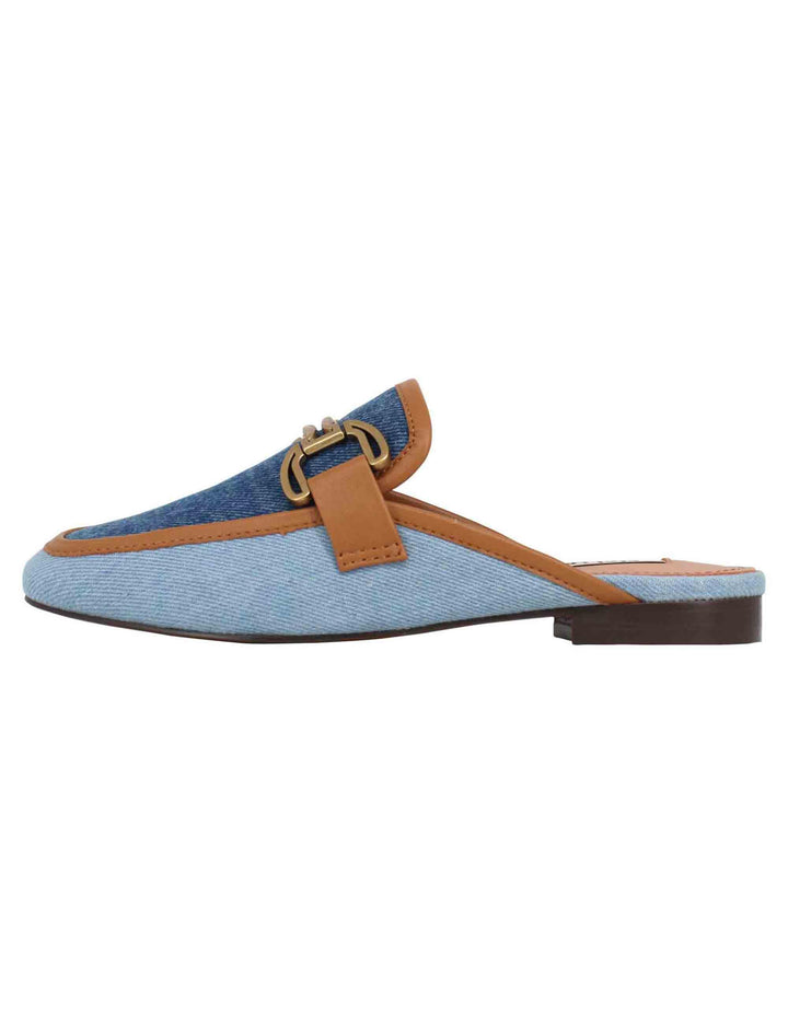 Sabot donna in canvas blu con morsetto brunito e tacco basso Vela 580Z67VK 608 Bibi Lou 