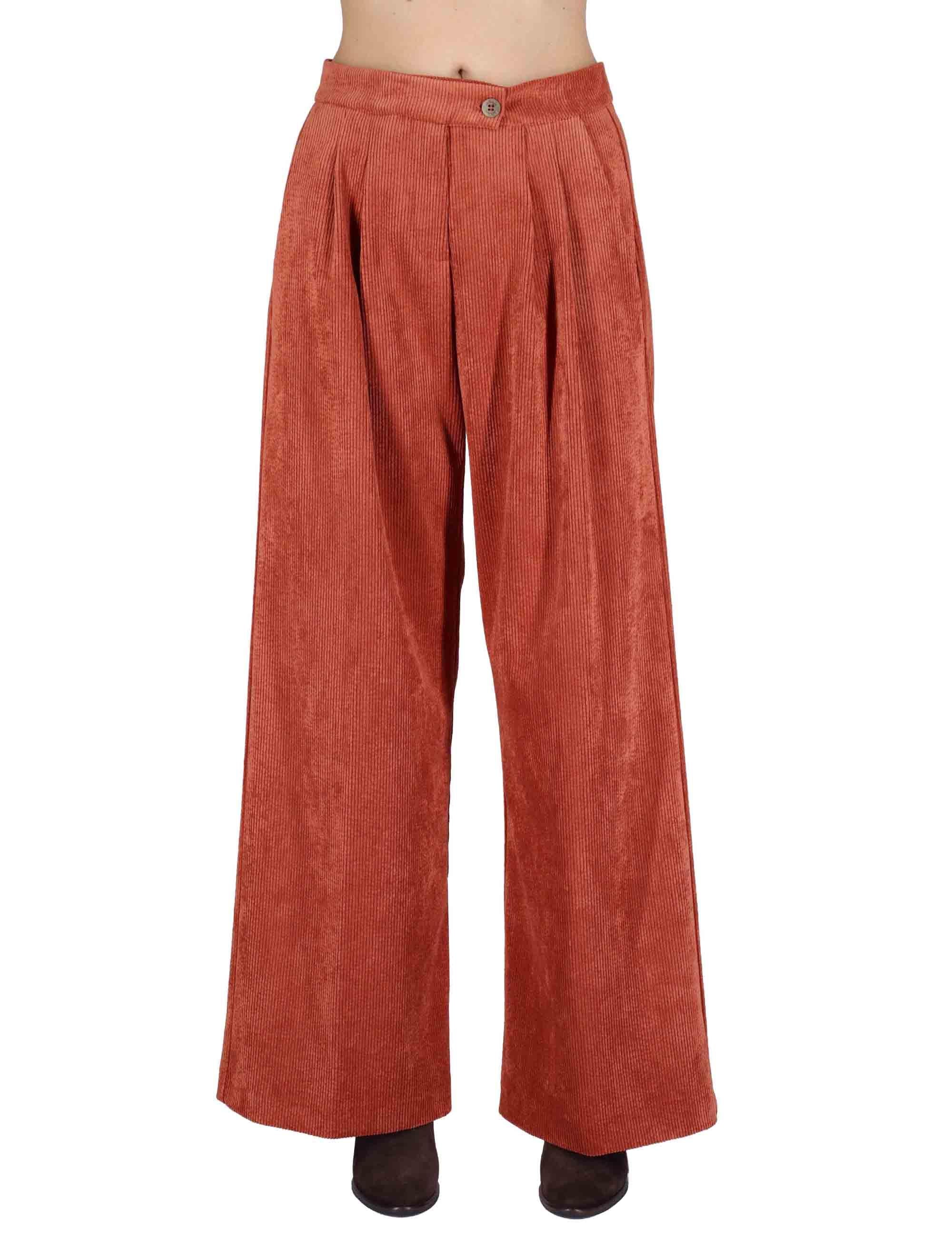 Pantaloni donna in velluto aragosta con ealstico JABPN0025-F1327 2207 Justmine 