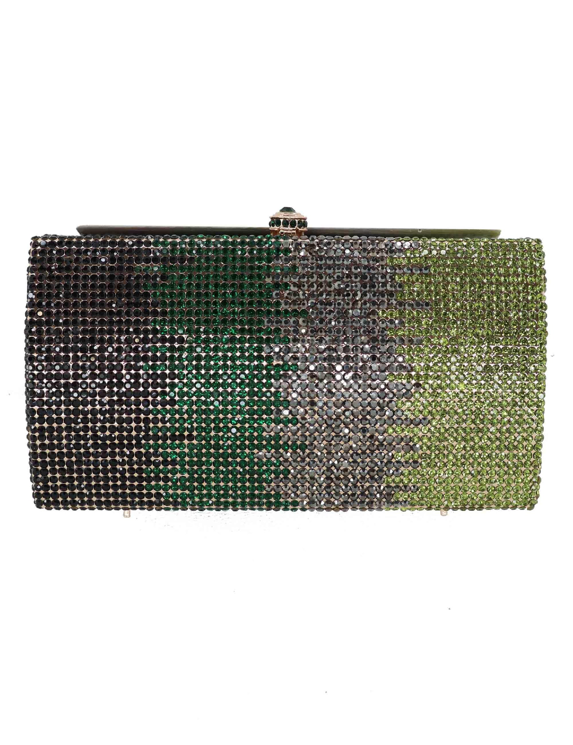 Clutch donna in strass verde con tracolla ACA0199 GREEN Anna Cecere 