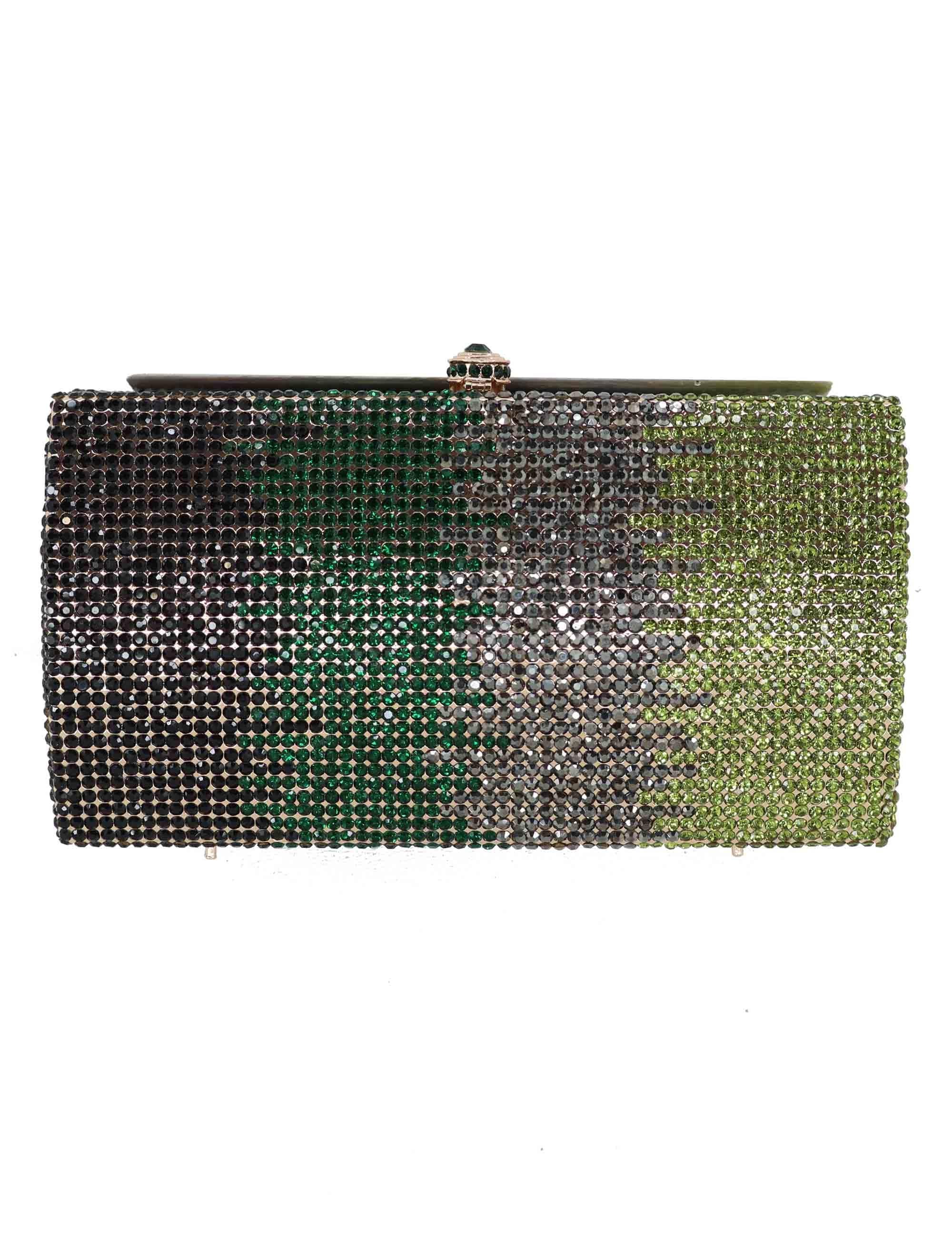 Clutch donna in strass verde con tracolla ACA0199 GREEN Anna Cecere 