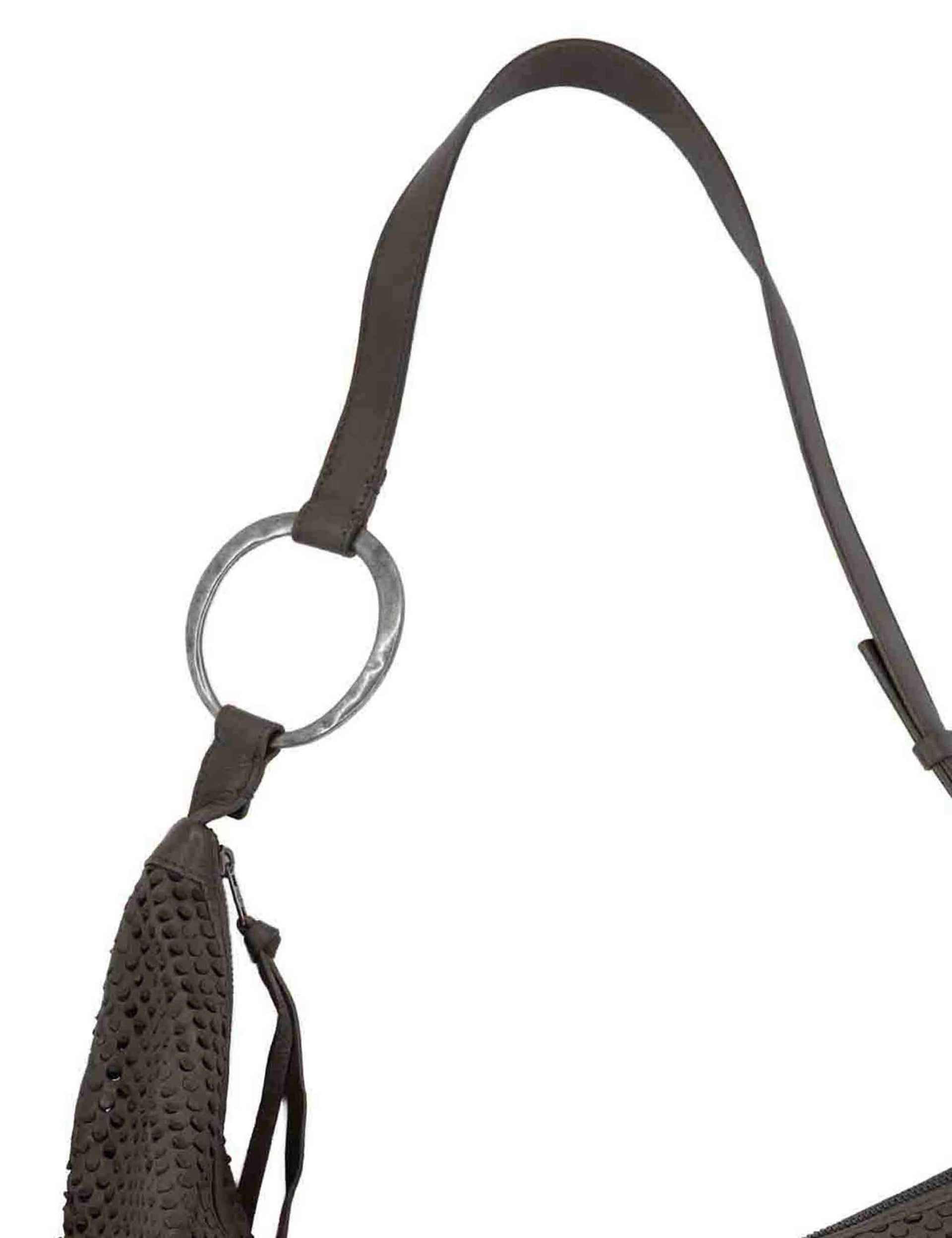 Borse donna in pelle forata grigia con tracolla regolabile e accessorio RBS1001 745 Rehard 