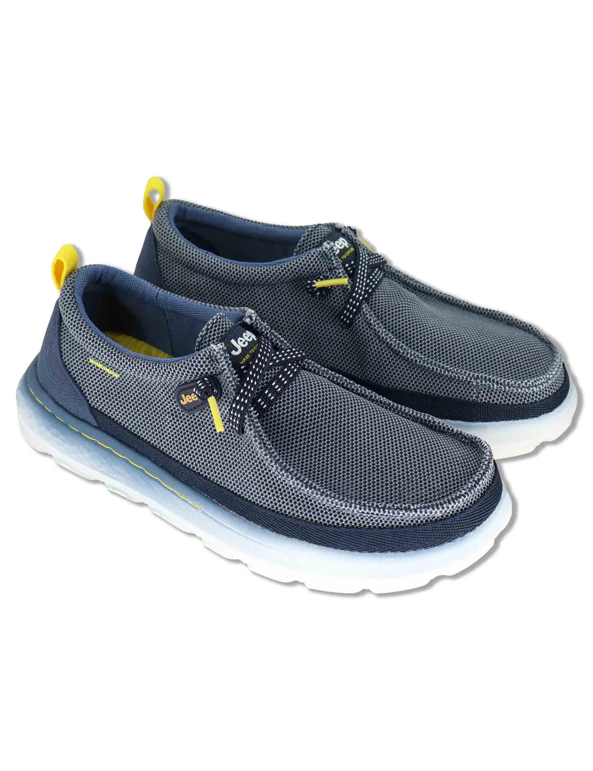 Stringate uomo Kauai Wallabee Knit in tessuto washed blu con suola in gomma JM61090A 016 Jeep 