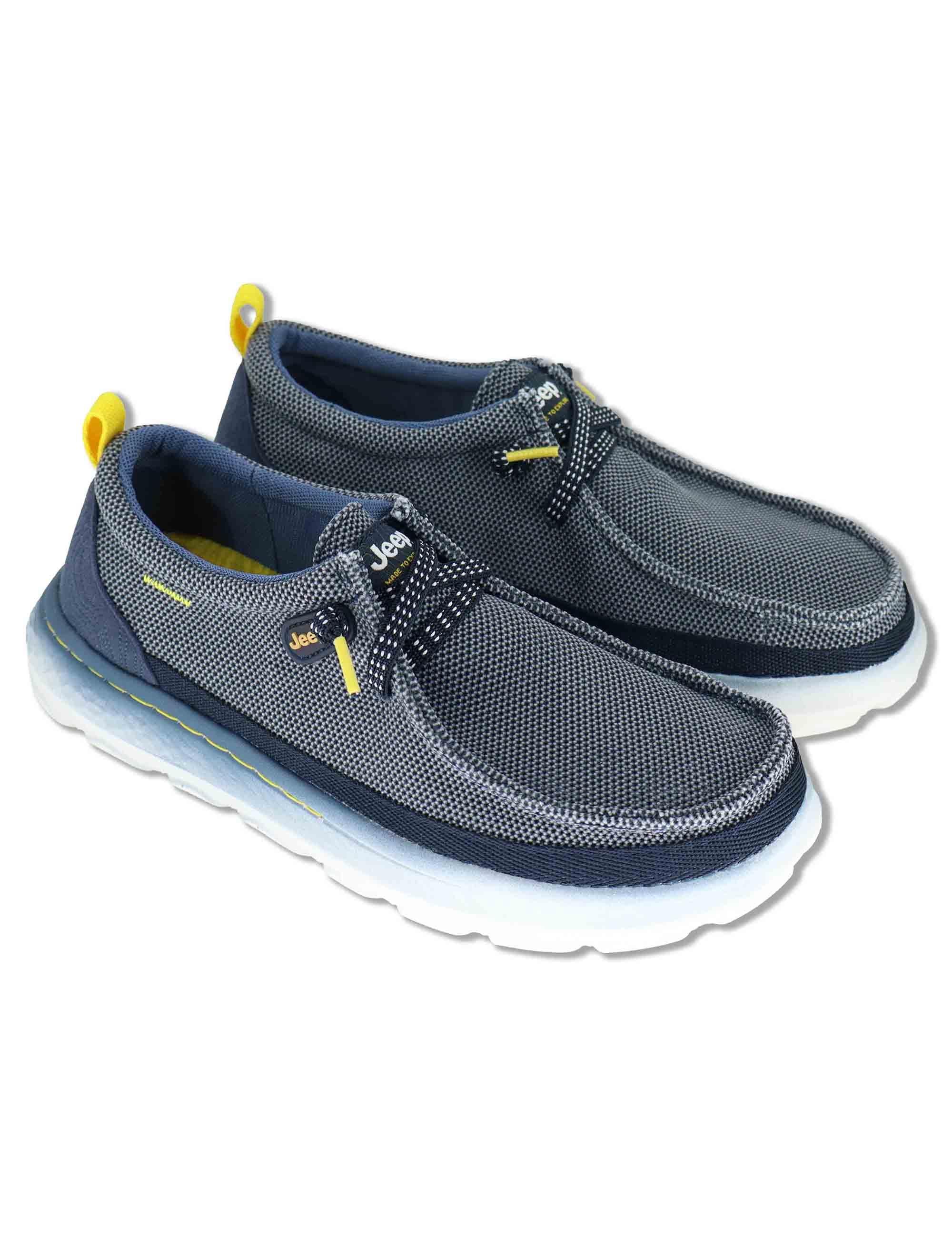 Stringate uomo Kauai Wallabee Knit in tessuto washed blu con suola in gomma JM61090A 016 Jeep 