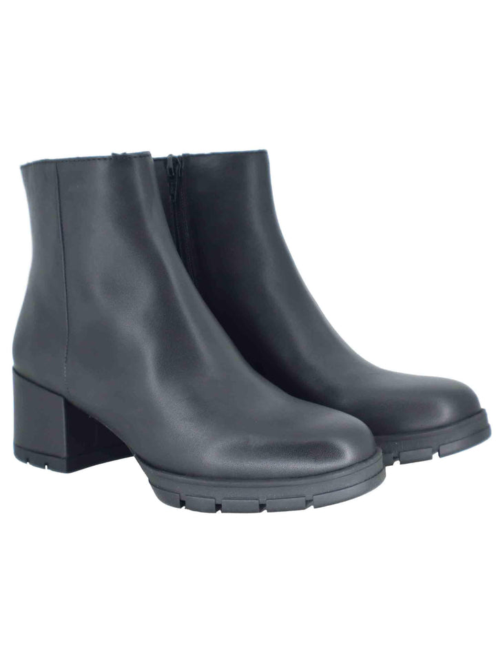 Stivaletti donna in pelle nera con tacco basso JAYDI STT BLACK Unisa 