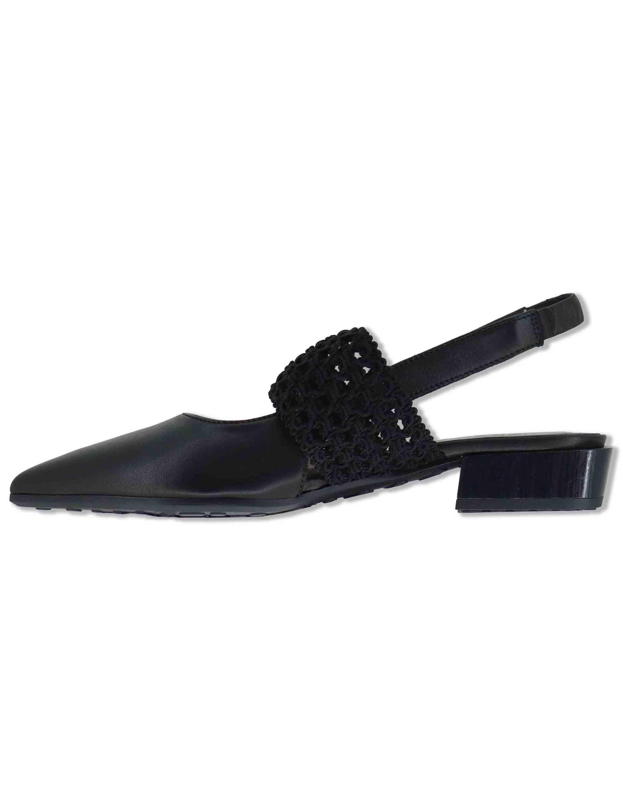 Decollete slingback donna in pelle nera con punta a punta e tacco basso HV264778 BLACK Hispanitas 