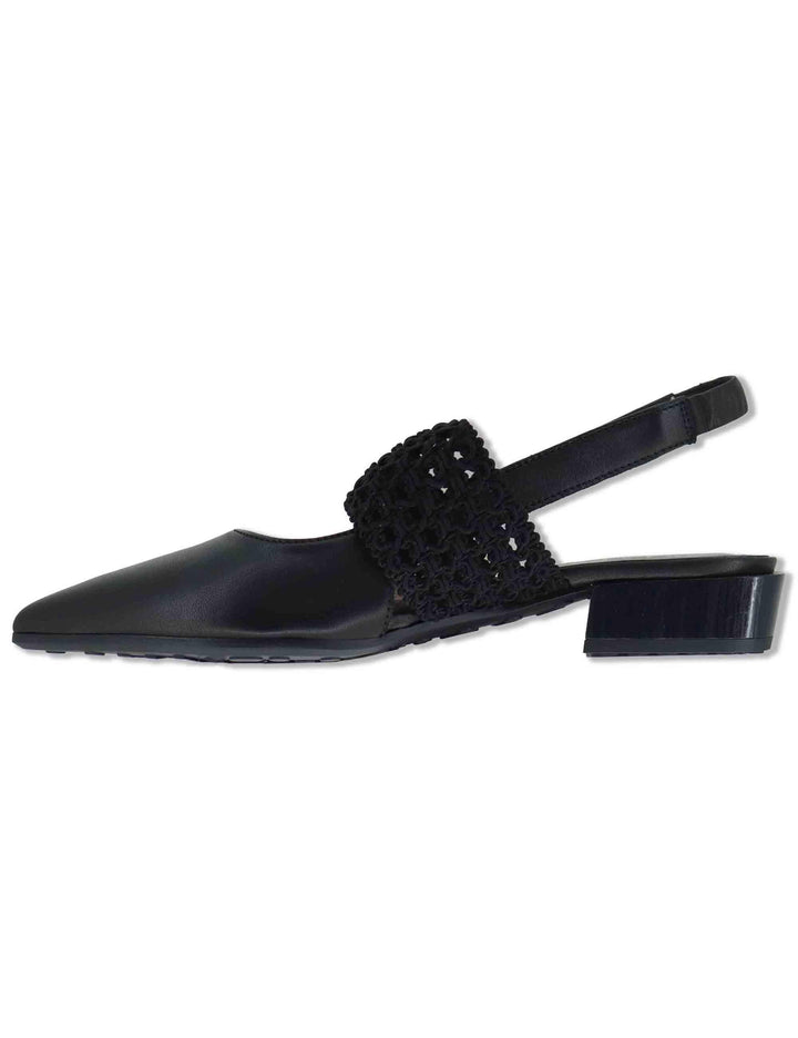 Decollete slingback donna in pelle nera con punta a punta e tacco basso HV264778 BLACK Hispanitas 