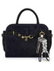 Black velvet bags with charms for women, APRIL E07