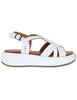 Sandali in pelle intrecciata bianca con cinturino Donna WD511R03 500013