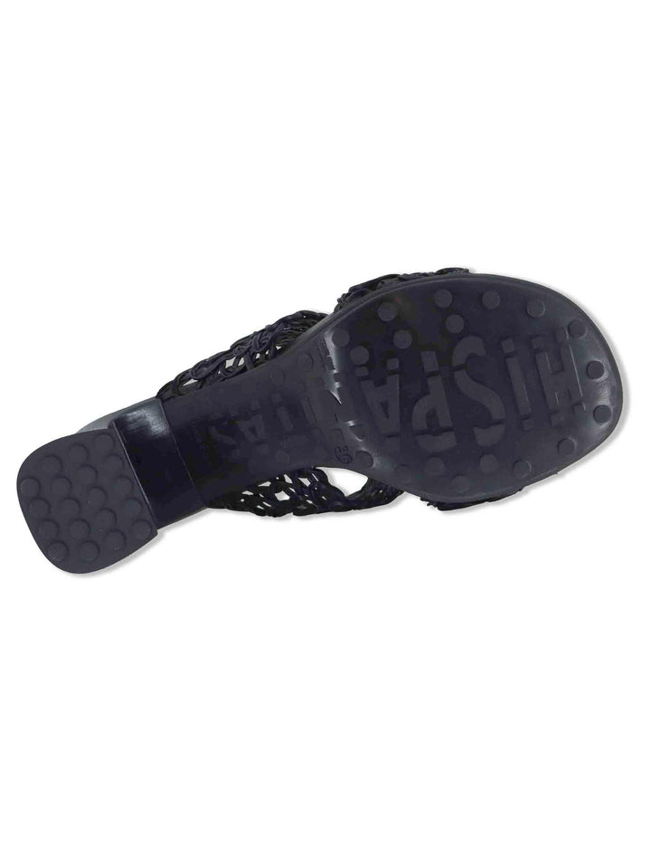 Sandali donna in pelle nera ricamo effetto pizzo con taccco alto HV264792 BLACK Hispanitas 