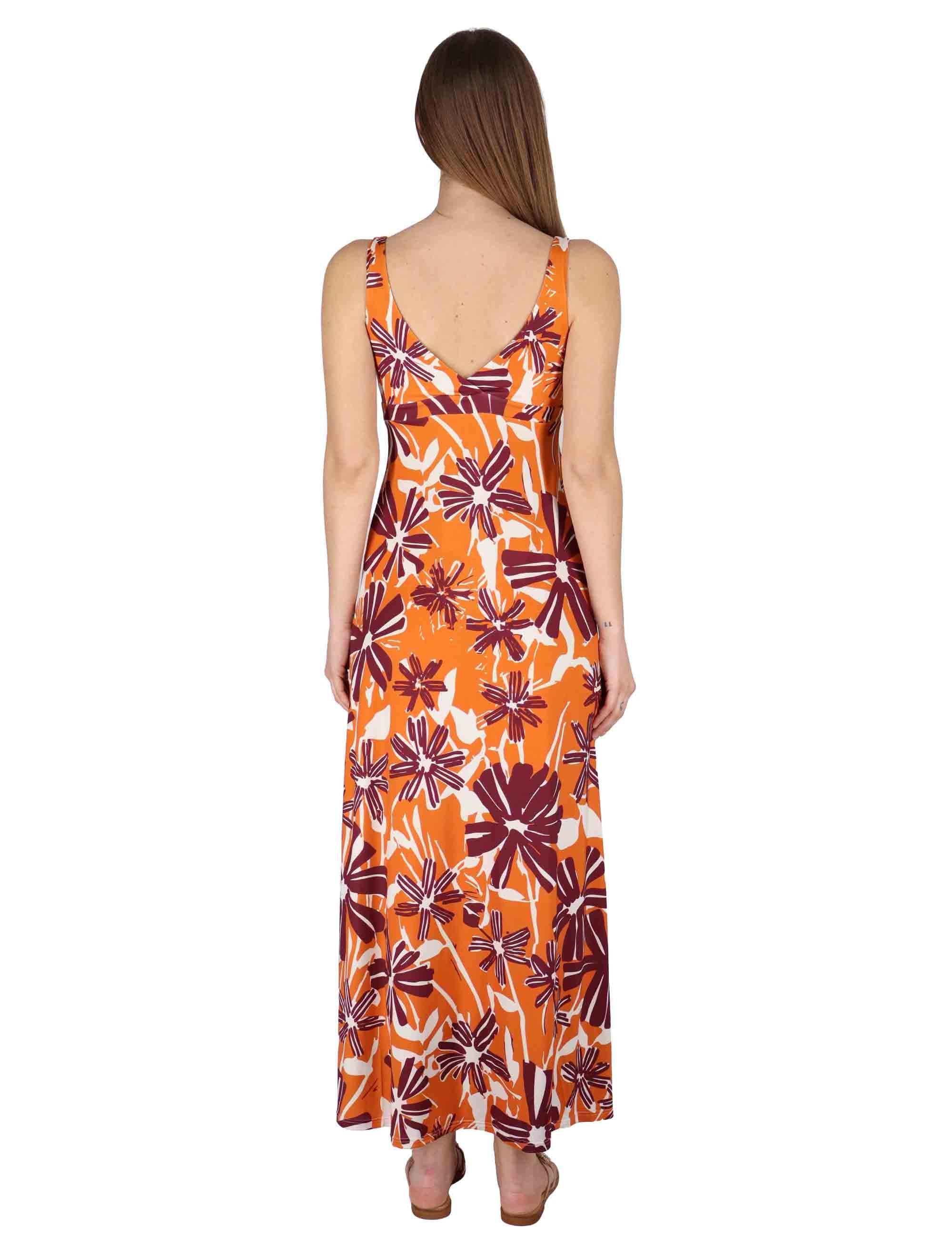 Abiti lunghi Empire donna in jersey arancione con fantasia floreale JFAAB0001-E2769-1244 2102 Justmine 