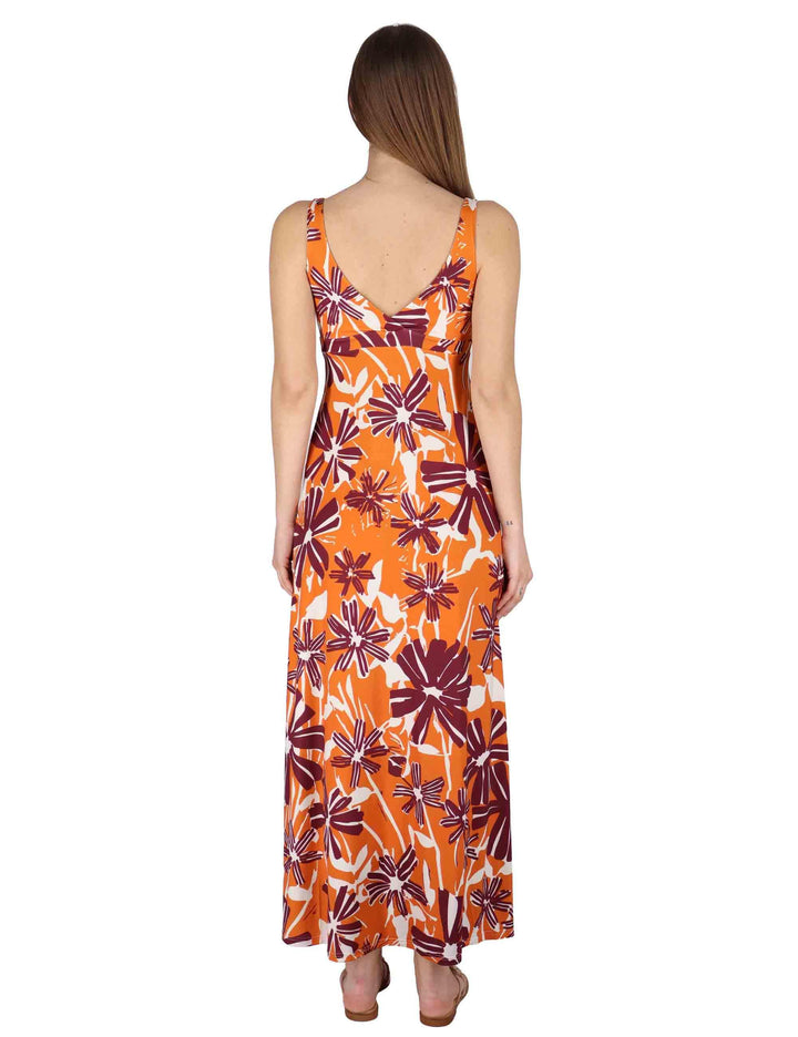 Abiti lunghi Empire donna in jersey arancione con fantasia floreale JFAAB0001-E2769-1244 2102 Justmine 