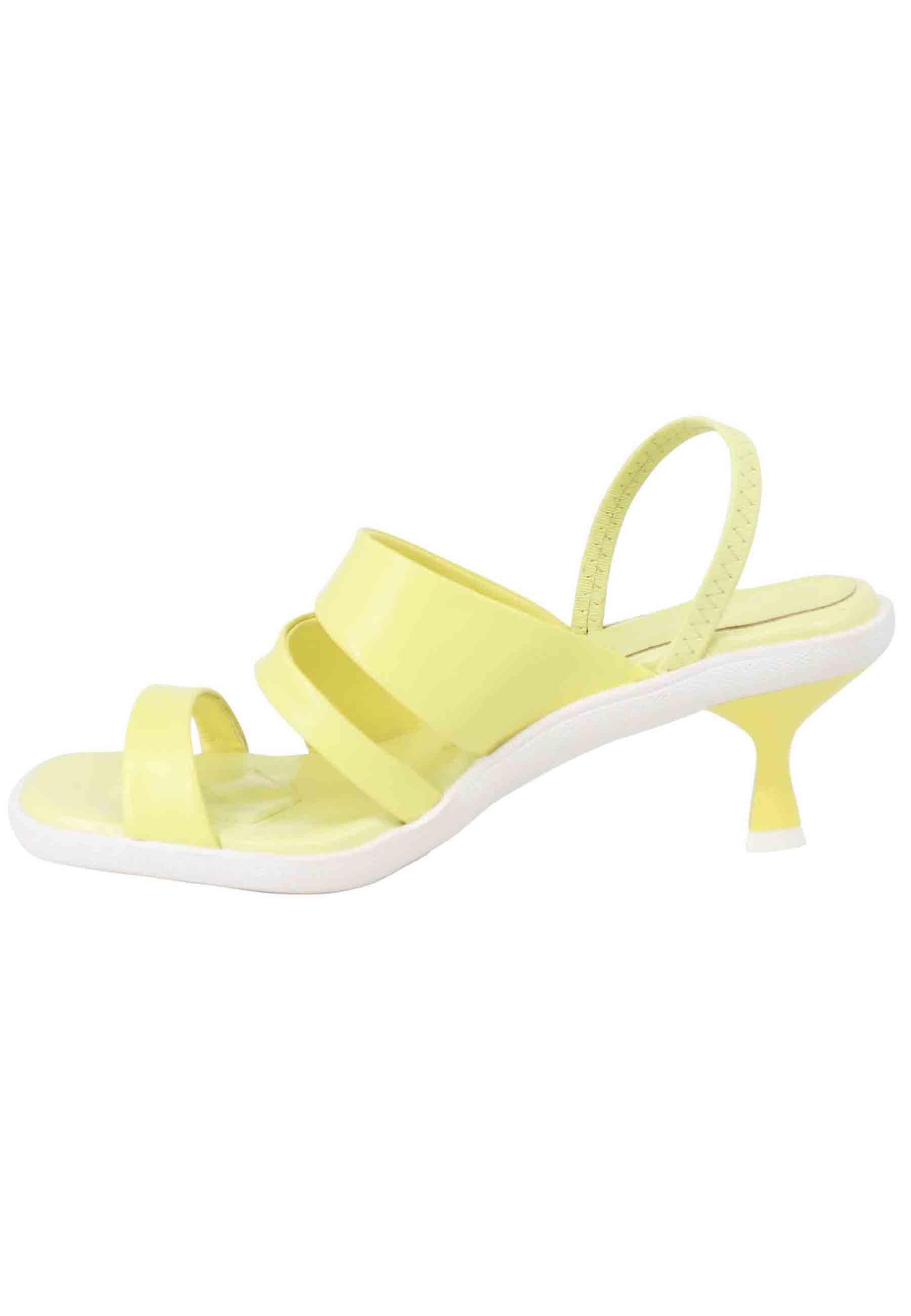 Sandali slingbak donna in pelle gialla con suola in gomma e tacco colorato BO1420 007 Manufacture D'Essai 