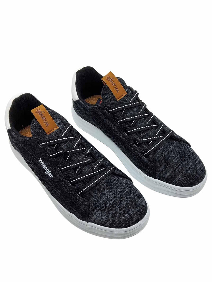 Calzature Uomo Sneakers Jelly Stringate in Tessuto Nero e Suola in Gomma Bianca Ultra Leggera WM11000A 001 Wrangler 