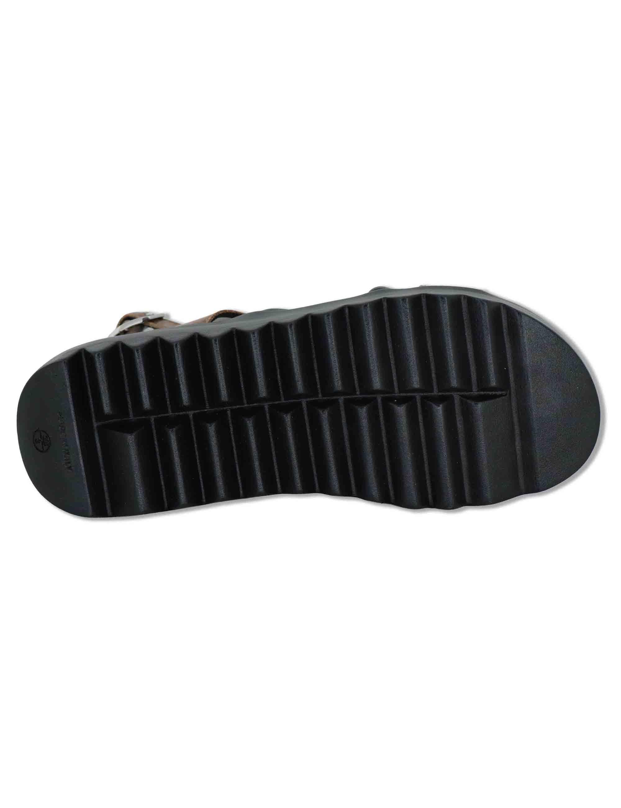 Sandali donna slingback in pelle cuoio con zeppa in gomma 5cm SB18 3 Le Bohemien 
