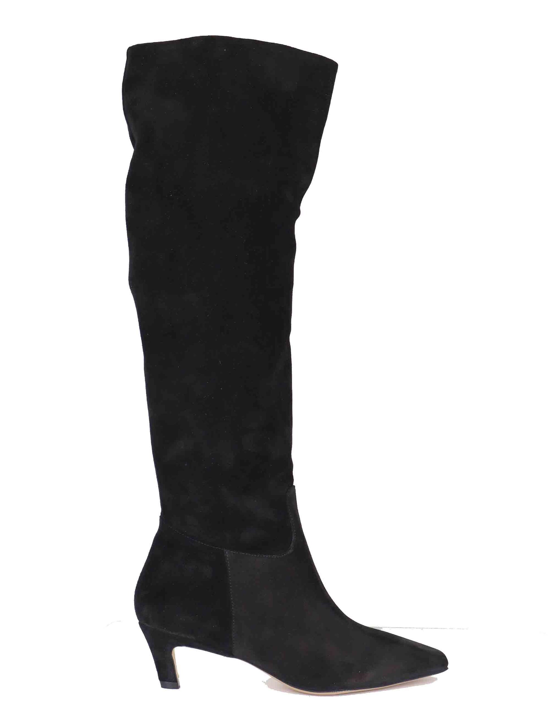 Stivali donna in camoscio nero tacco basso 558B30AA 03 Bibi Lou 