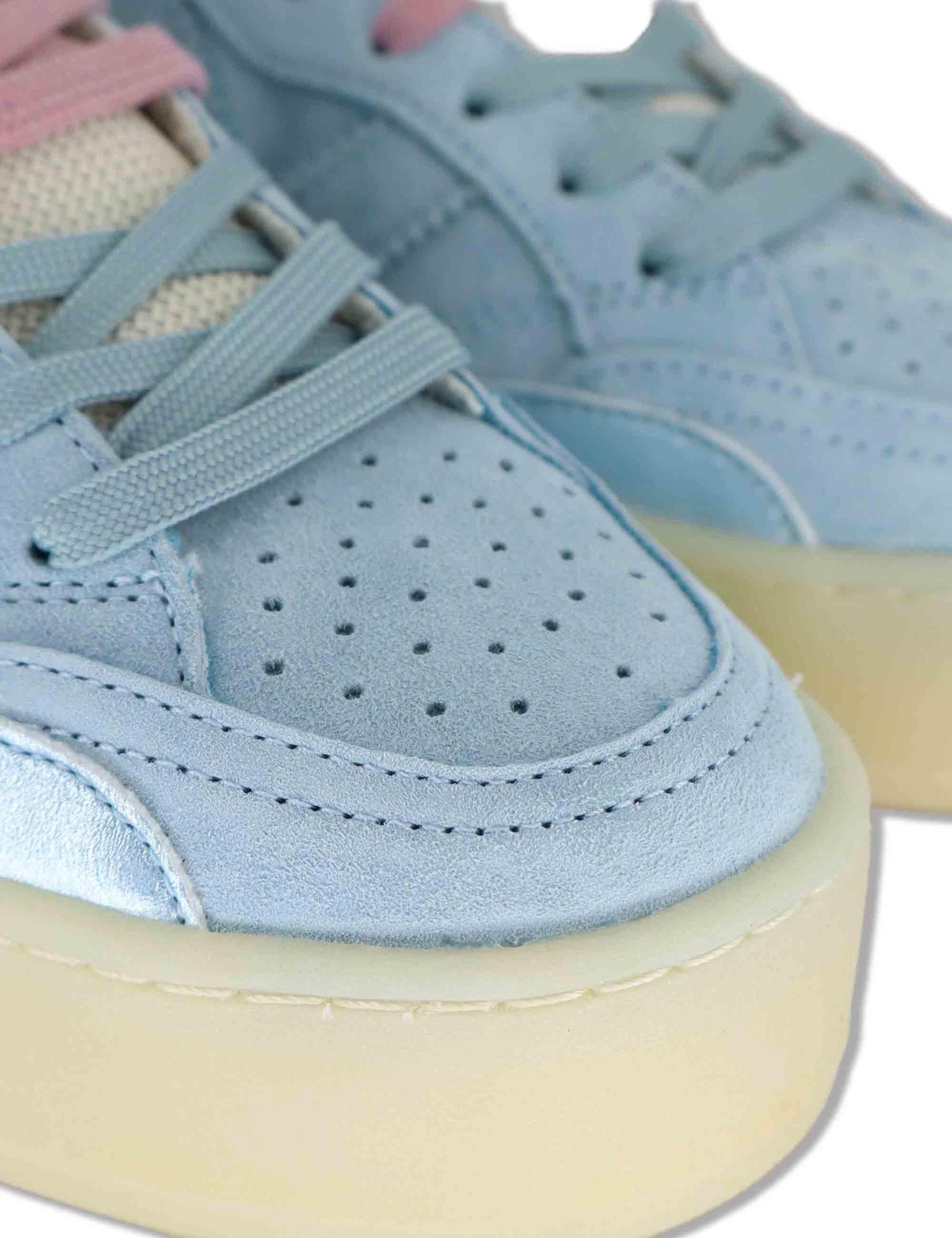 Sneakers donna Turin in nabuk azzurro con suola alta 1265100 36_Azul Victoria 