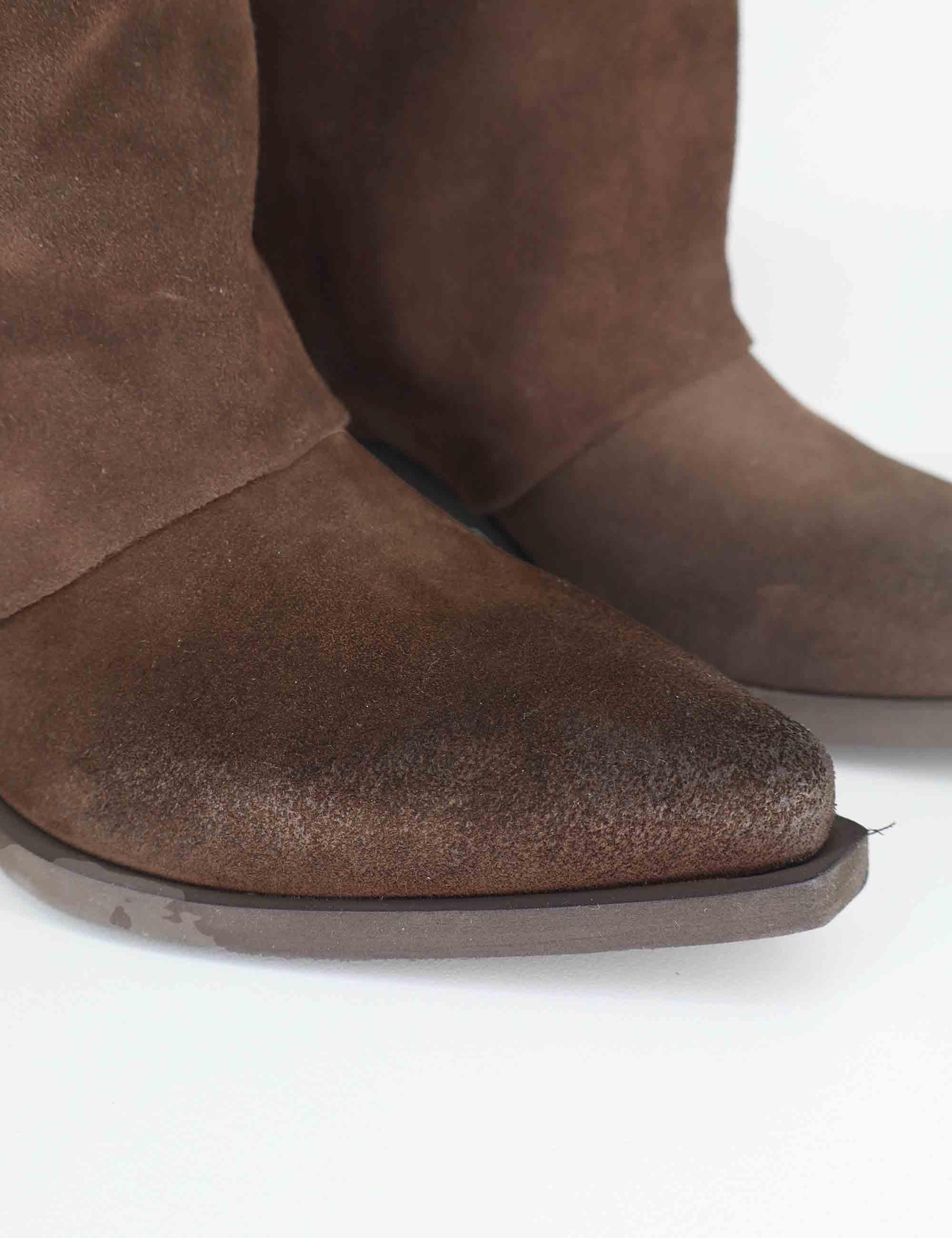 Stivali texani donna in crosta vintage marrone con ghetta SPDX909 014 Spatarella 