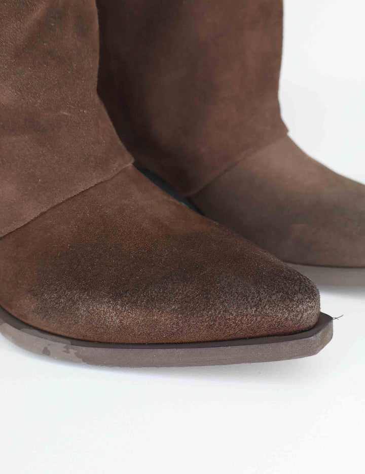 Stivali texani donna in crosta vintage marrone con ghetta SPDX909 014 Spatarella 