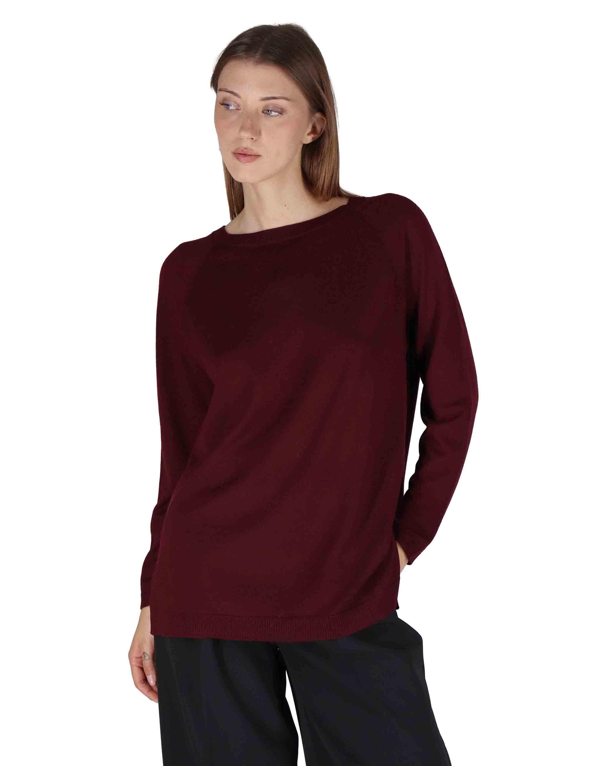 Maglioni donna girocollo Colors of the World in lana bordeaux JQ509974230 50022 Maliparmi 