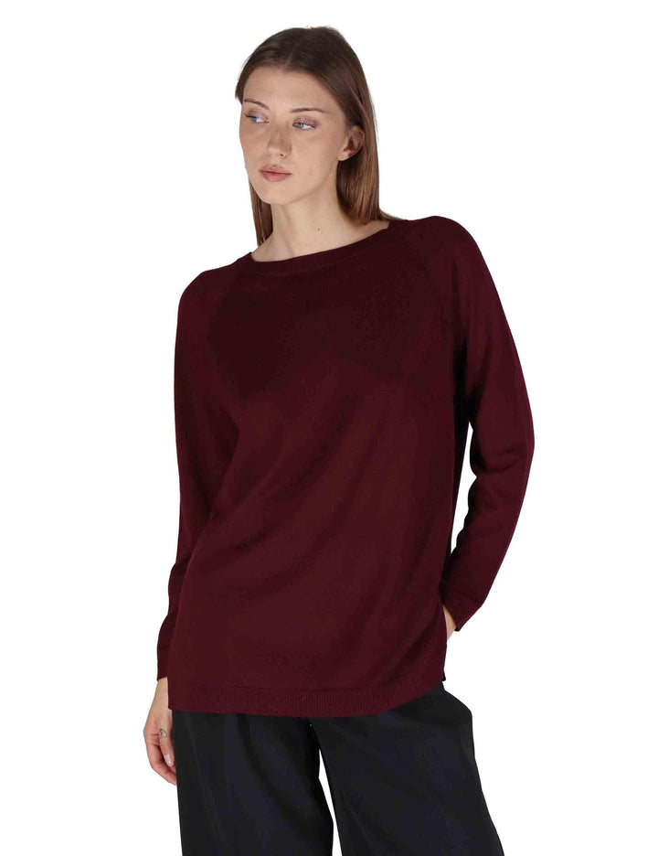 Maglioni donna girocollo Colors of the World in lana bordeaux JQ509974230 50022 Maliparmi 