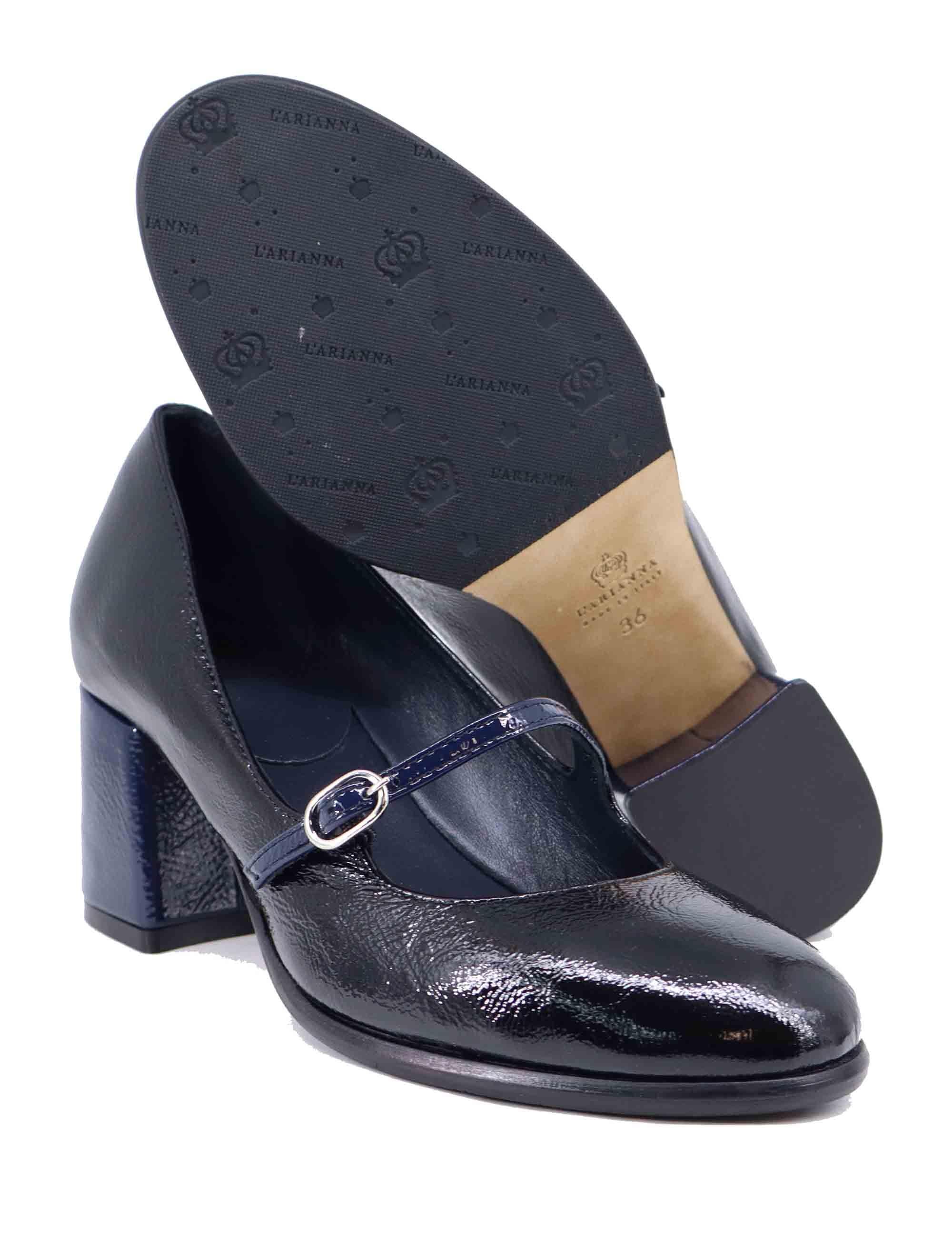 Decollete donna in vernice nera con punta tonda DE2434/L 001 L'Arianna 