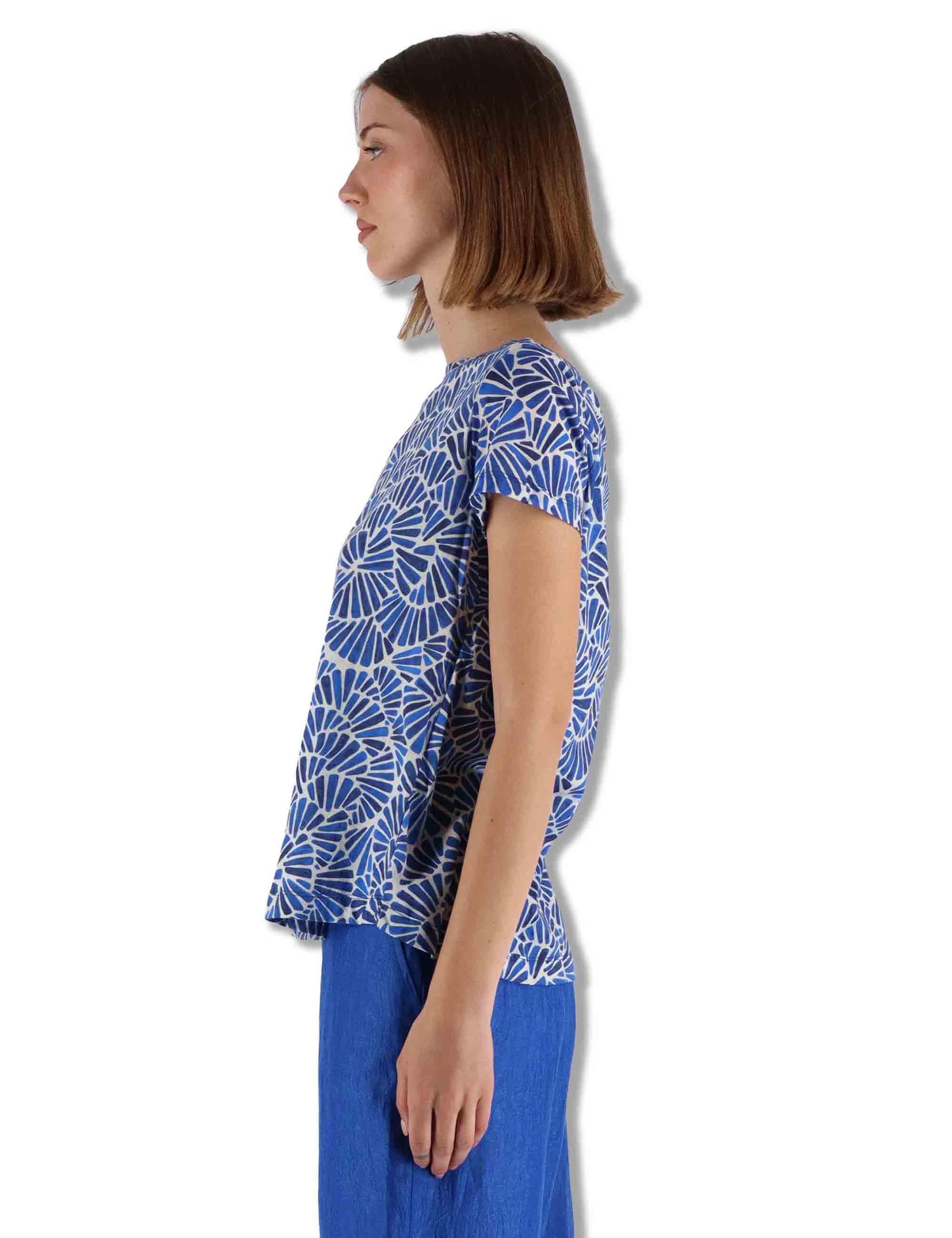 T-Sshirt donna Summer Nomade Prints in cotone blu a fantasia JK029570673 D8090 Maliparmi 