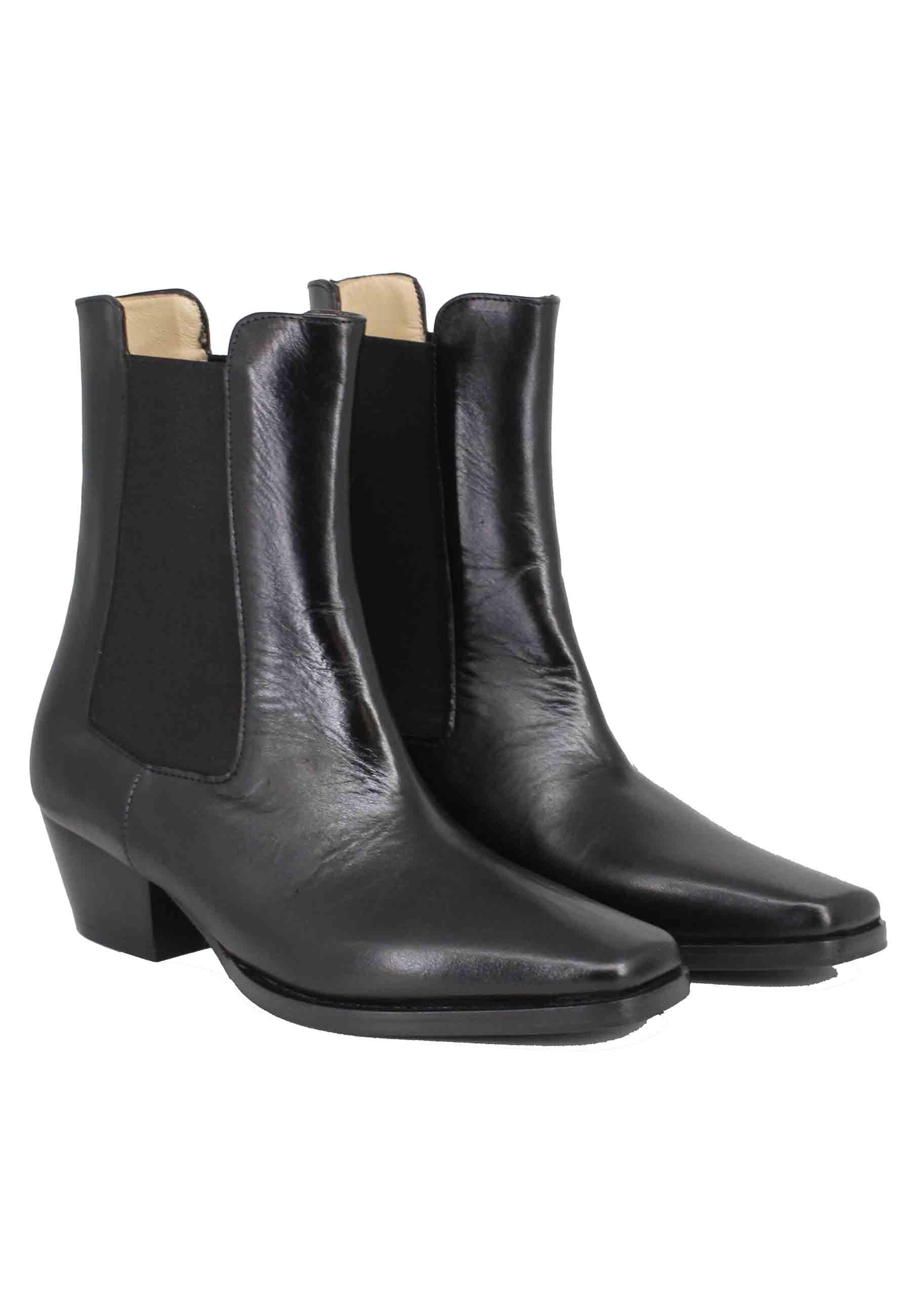 Stivaletti chelsea boot donna in pelle nera punta quadra BT1695/C 2 L'Arianna 