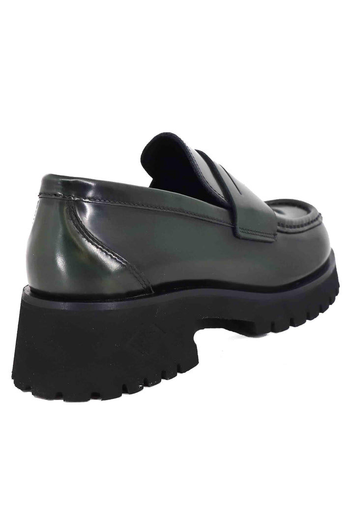 Mocassini donna in pelle lucida verde con suola carrarmato SMC61 005 Poesie Veneziane 