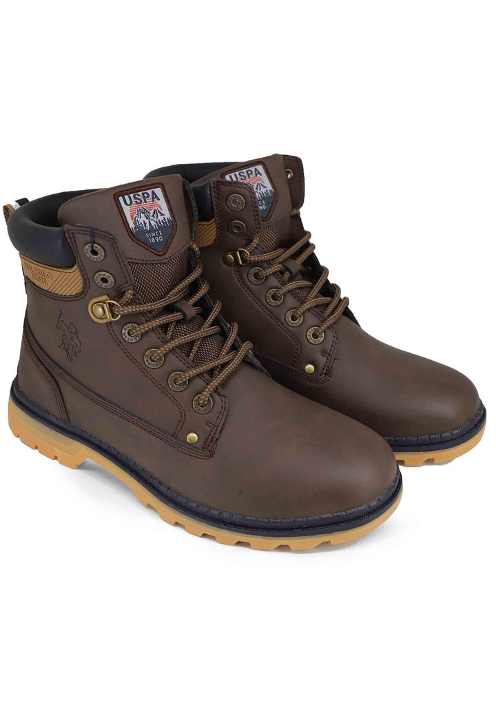 Stivaletti anfibi uomo in eco pelle testa di moro con suola carrarmato ZIGGY002A DBR001 U.S. Polo Assn. 