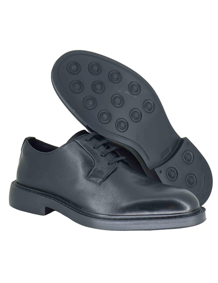 Stringate uomo in pelle nera con suola in gomma 14076A 6583AM Ambitious 