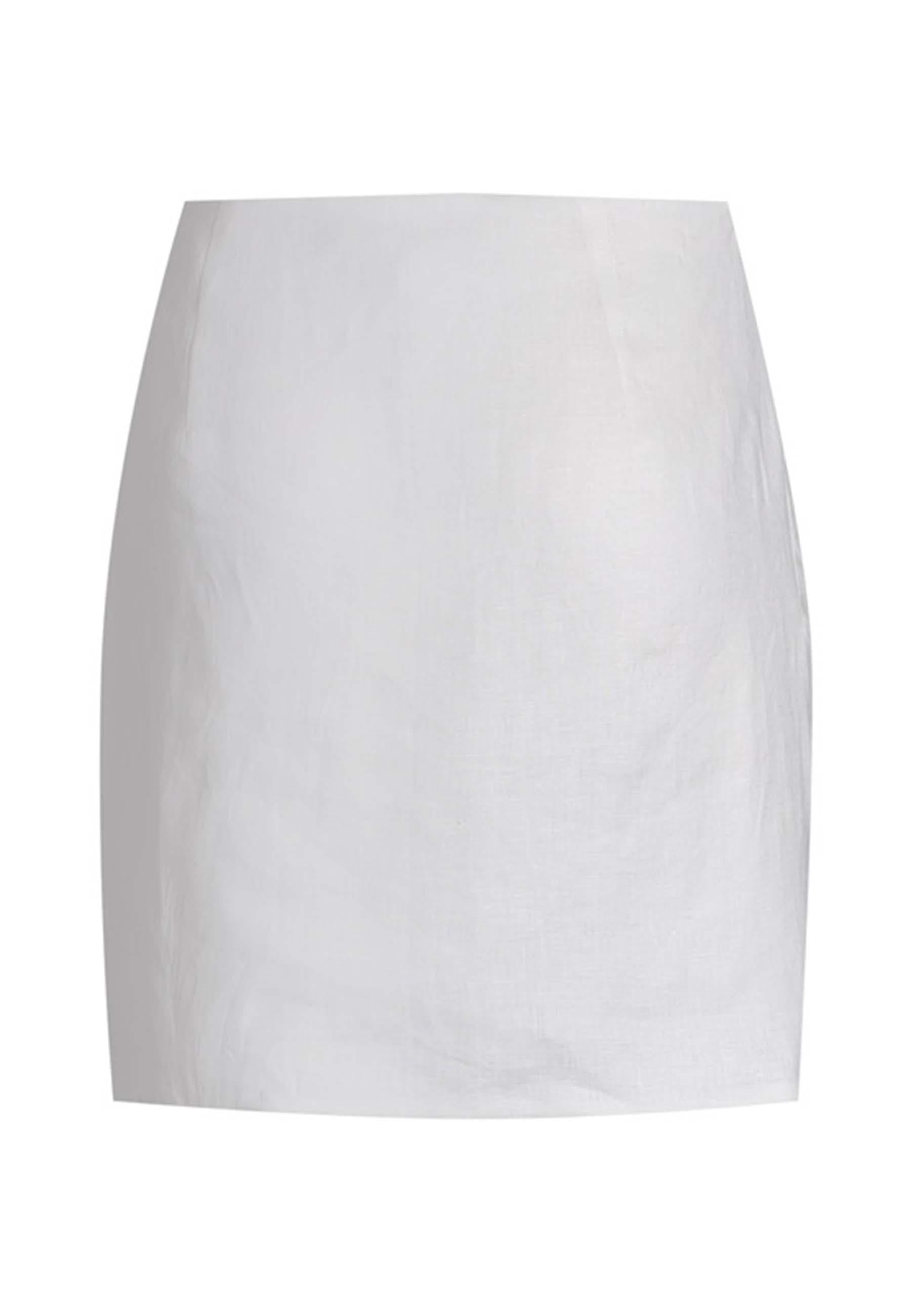 Mini gonna donna in lino bianco con spacco THE GEA LINUM 100 Nineminutes 