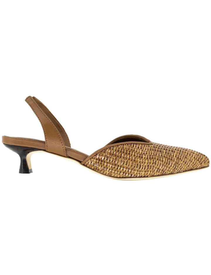 Slingback donna in pelle cuoio e rafia CH2533/RT 014 L'Arianna 