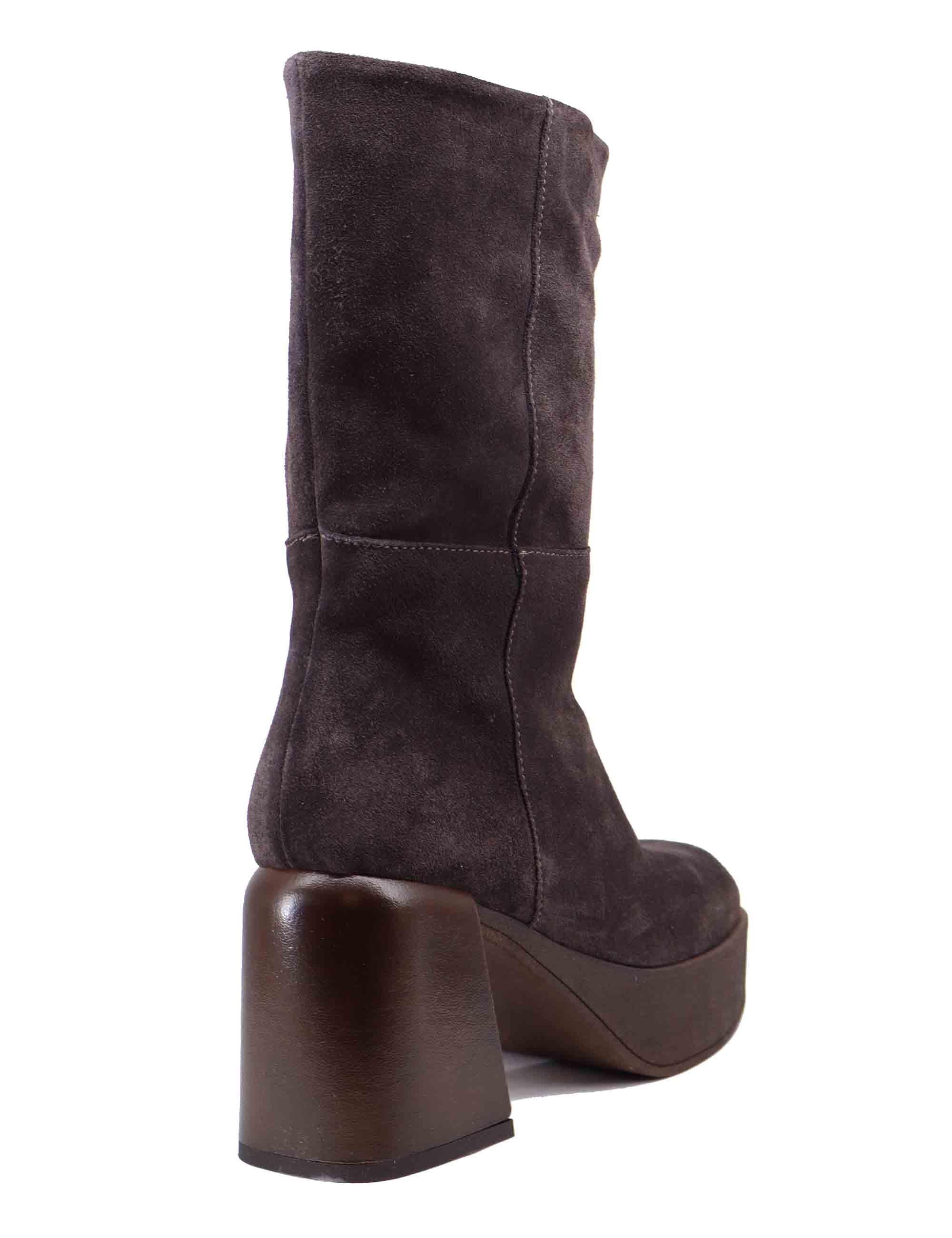 Stivaletti donna in camoscio marrone con tacco alto ZADIE 029 Patrizia Bonfanti 