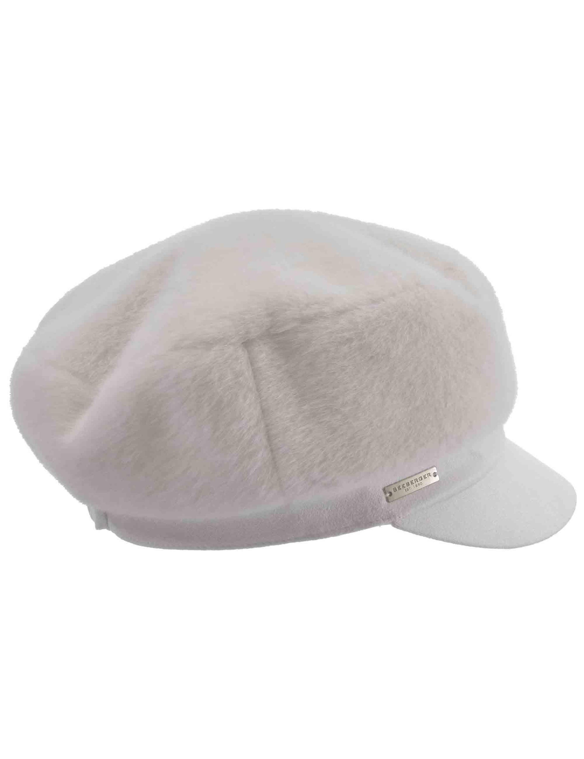 Cappelli donna in eco pelliccia off white con visiera 019740-00000 18 Seeberger Est 1890 
