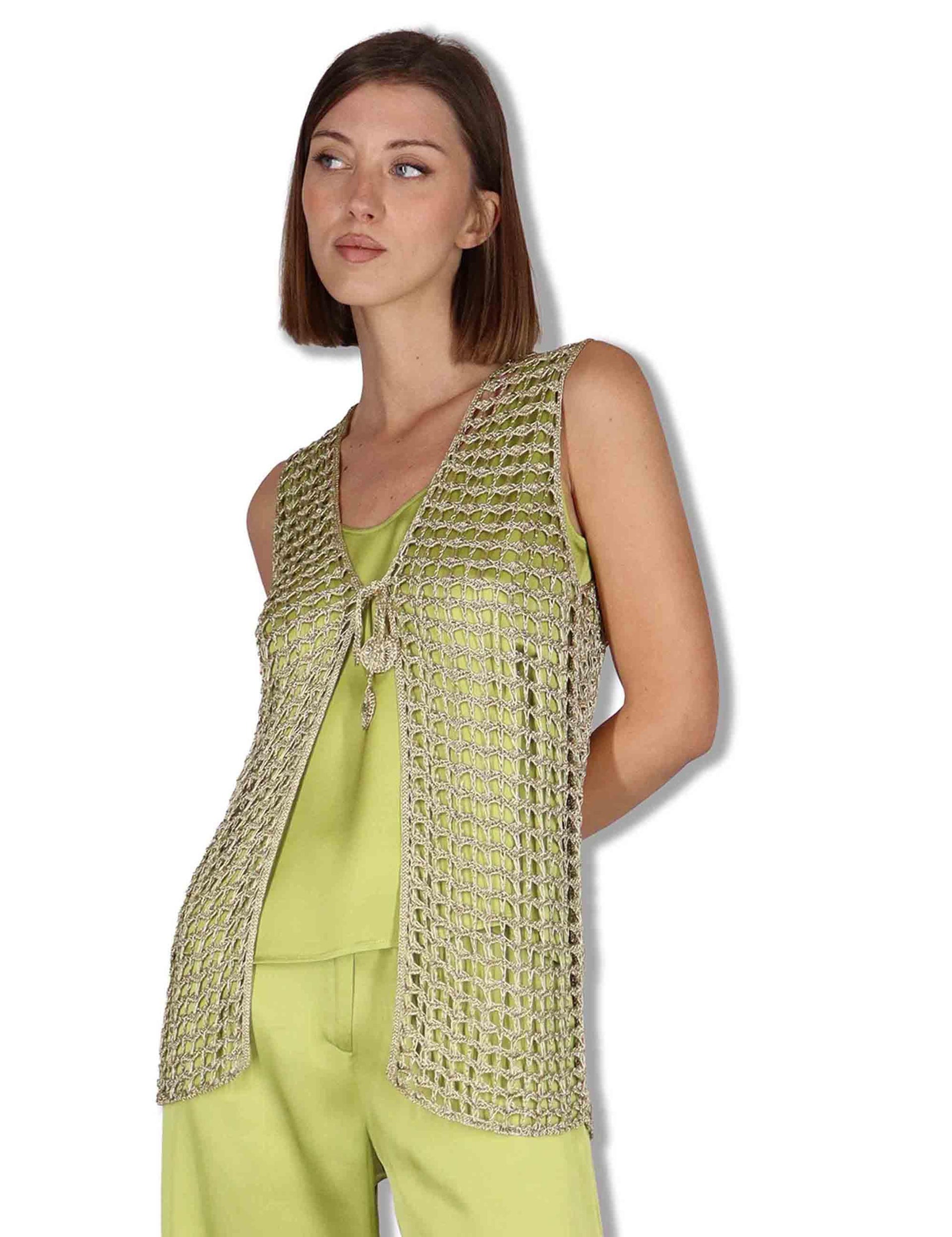 Gilet donna Metallic Lurex in cotone oro con nappine JE113078213 90013 Maliparmi 