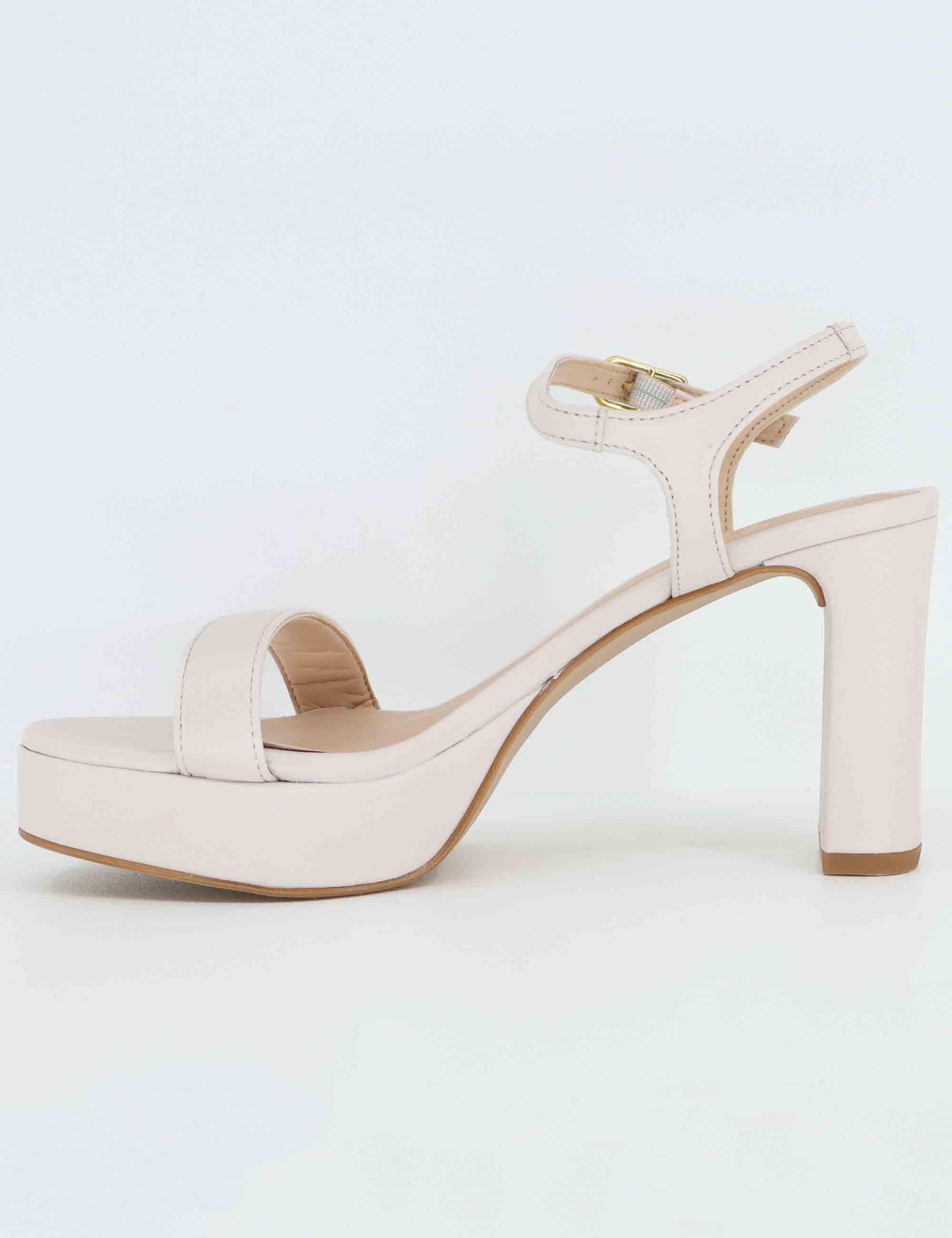 Sandali donna in pelle avorio con tacco alto e plateau OSORO NTO_IVORY Unisa 