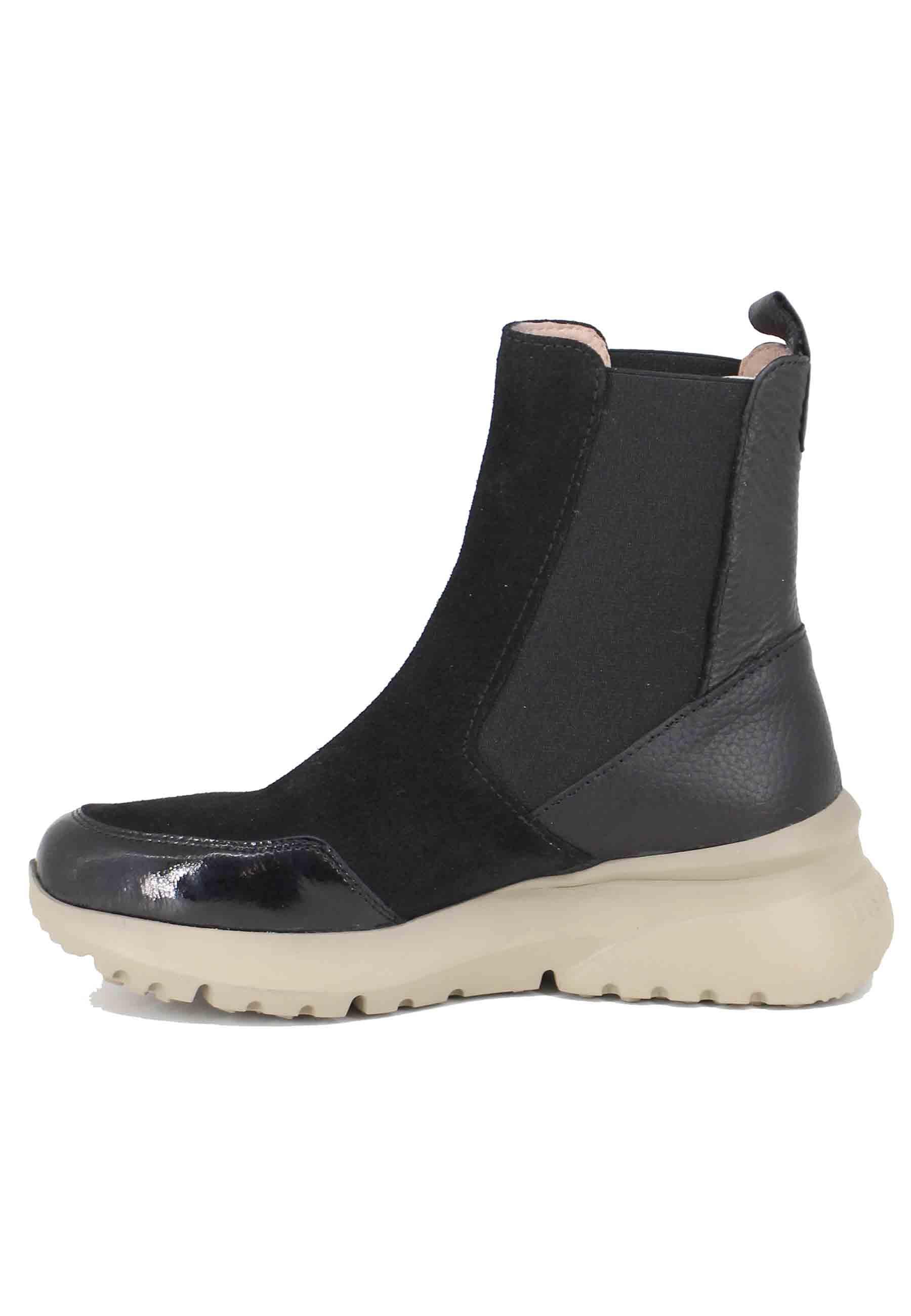 Sneakers donna a stivaletto in pelle e tessuto nero Rio Black HI232961 C010 Hispanitas 
