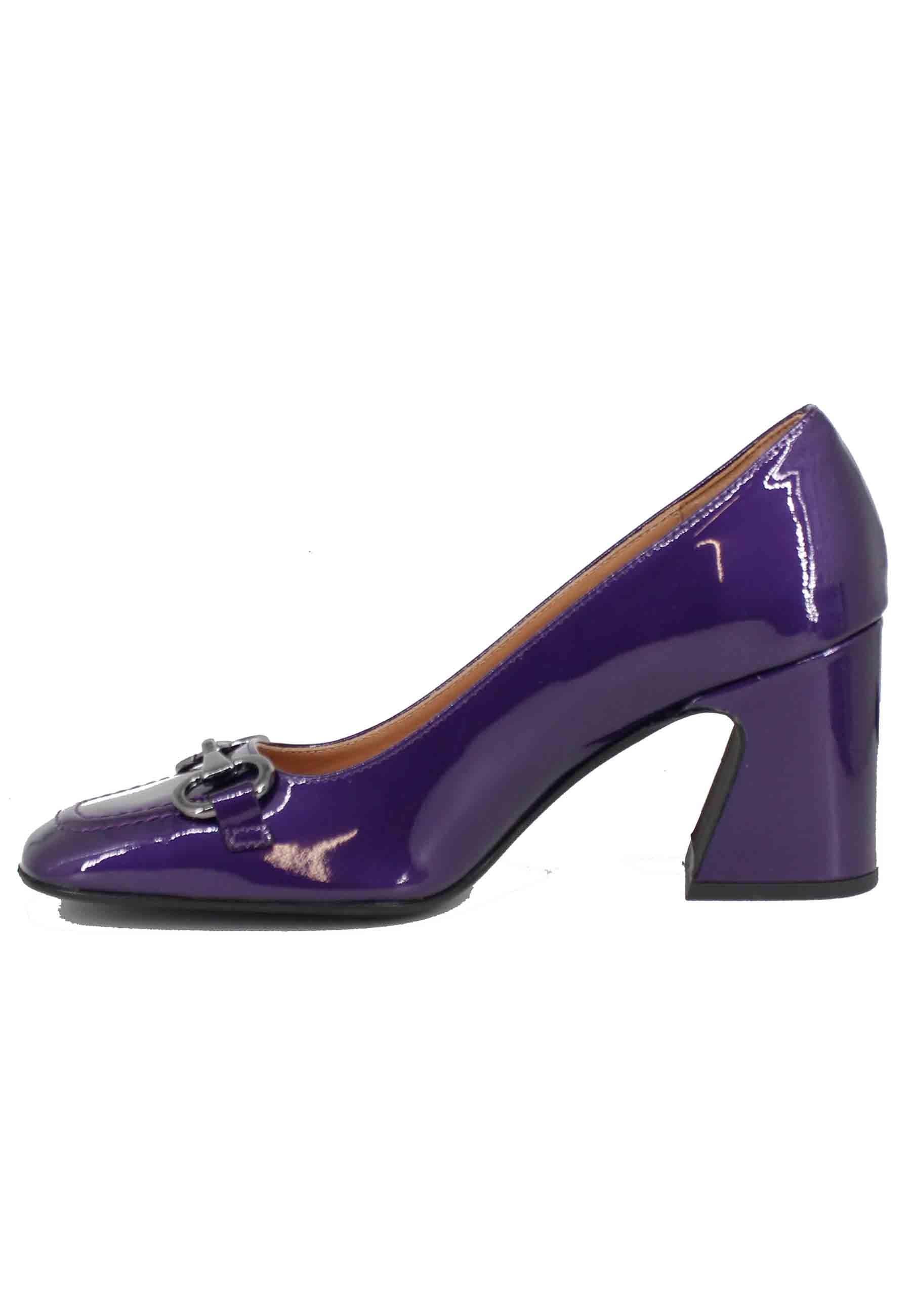 Decollete donna in vernice viola con punta quadra morsetto e tacco alto SPK2202 037 Spatarella 