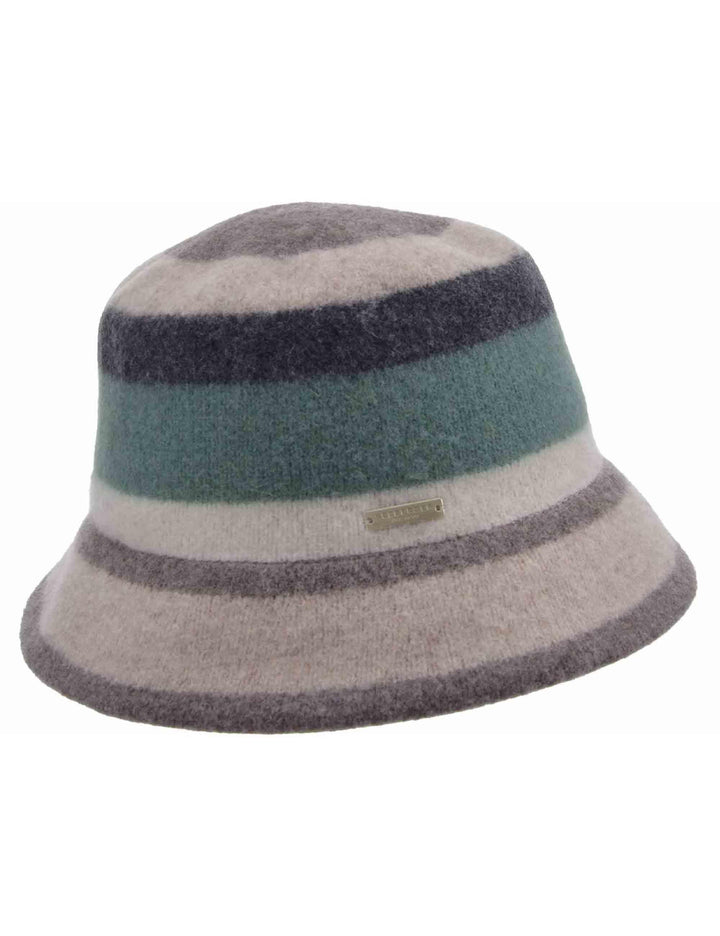 Cappelli donna modello pescatore in lana a righe taupe 019852-00000 8752 Seeberger Est 1890 