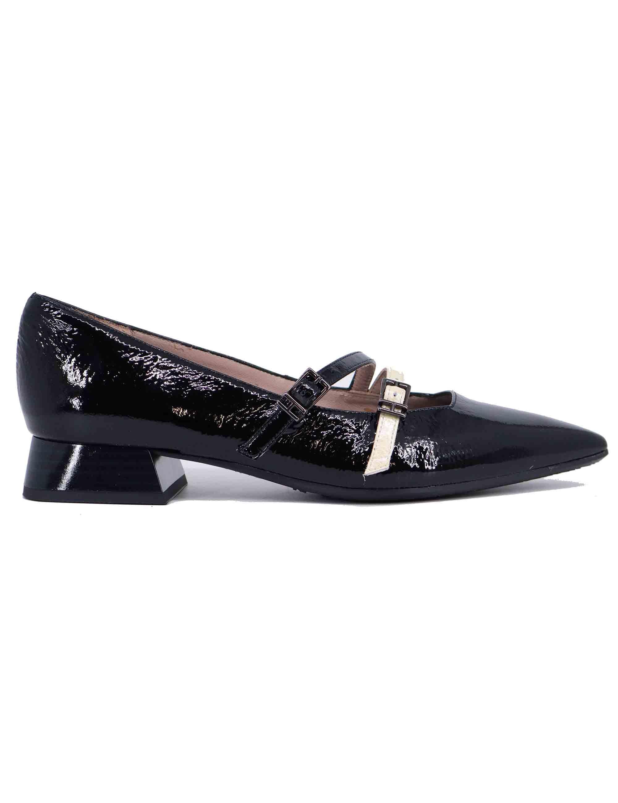 Decollete donna in pelle nera tacco basso BHI243567 C003 Hispanitas 