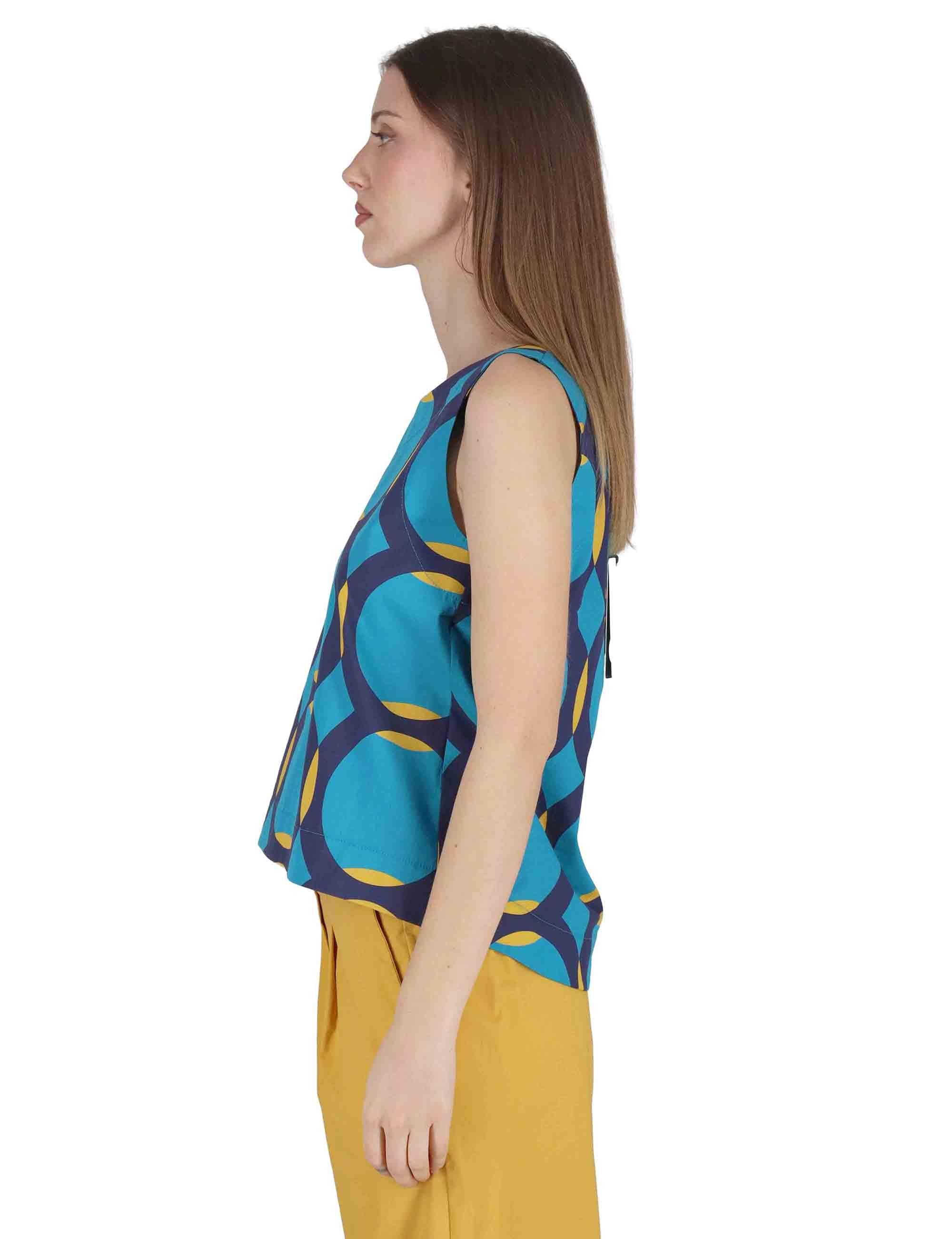 Top donna Tank Blouse in contone turchese con fantasie geometriche JABCM0001-F1380-1243 6005 Justmine 