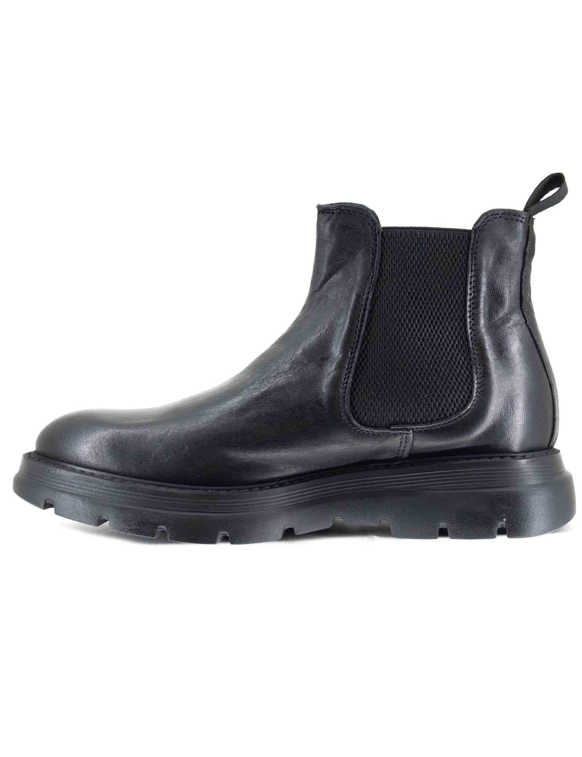 Stivaletti uomo beatles in pelle nera con elestici e suola alta in gomma SP2052G 001 Spatarella 