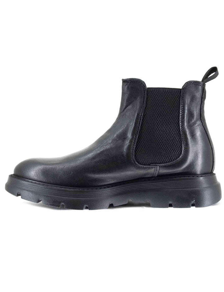 Stivaletti uomo beatles in pelle nera con elestici e suola alta in gomma SP2052G 001 Spatarella 