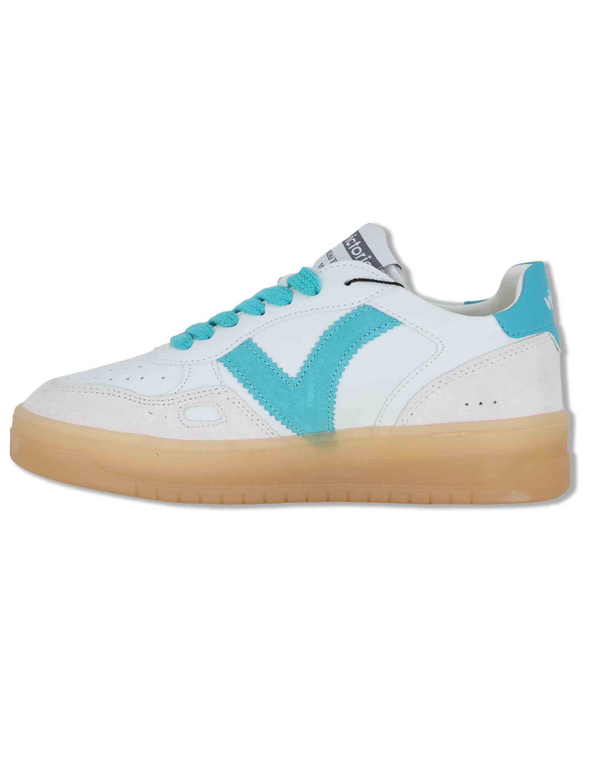 Sneakers donna Seul in pelle bianca con logo turchese e suola ambra 1257129 31_Turquesa Victoria 