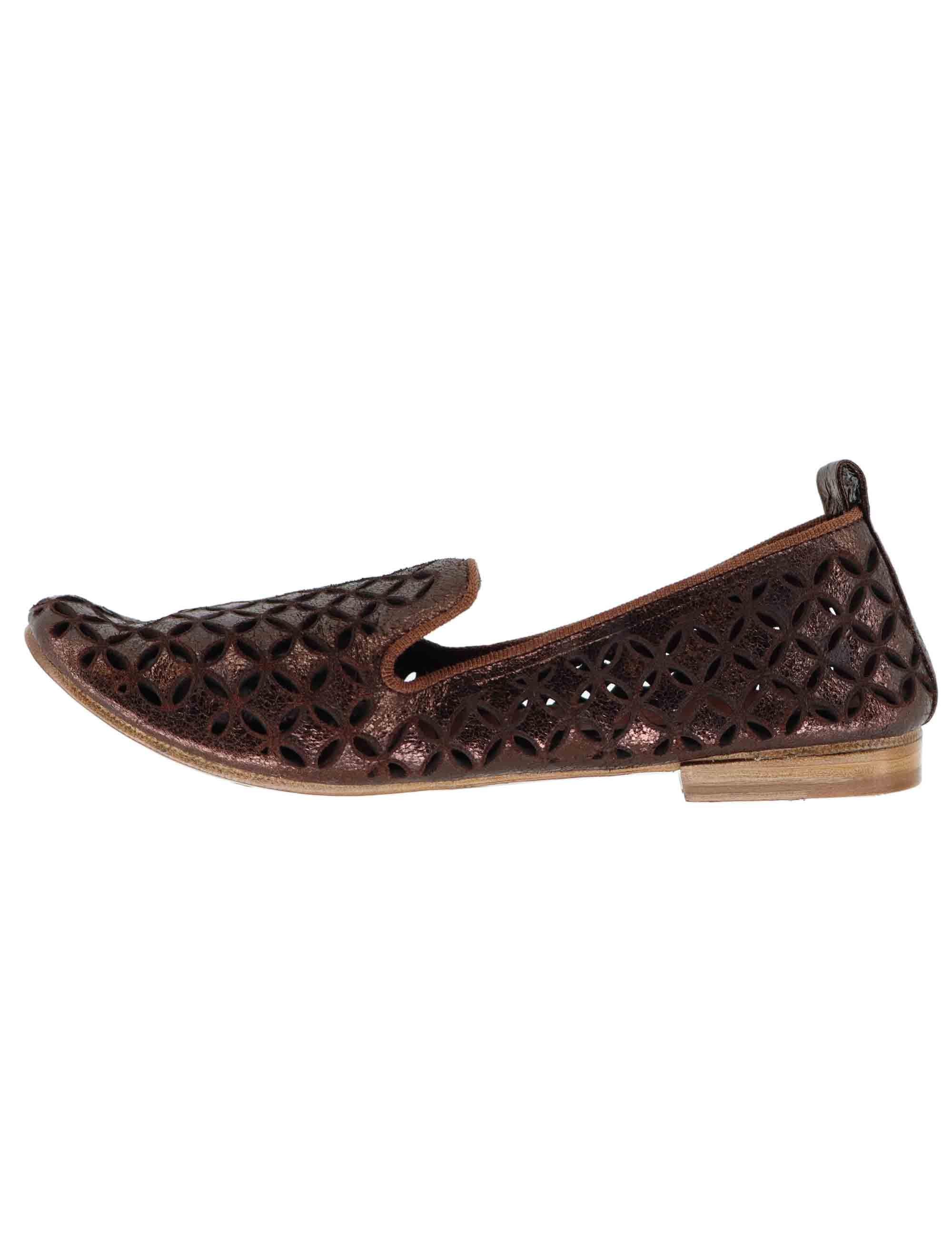 Mocassini donna in pelle forata marrone 314102 014 Kudetà 