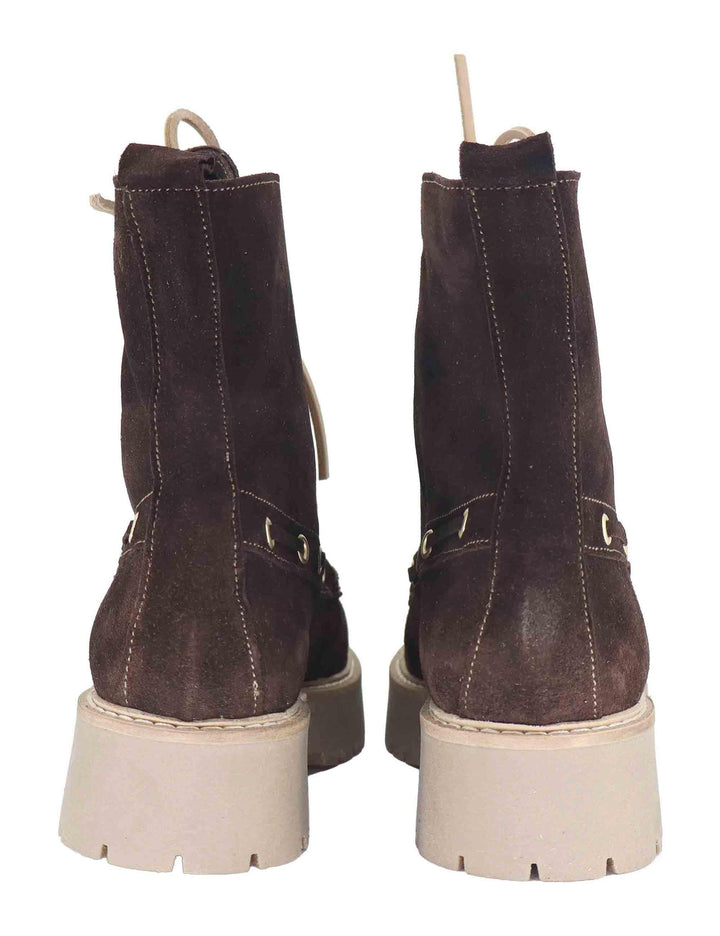 Stivaletti donna realizzati in crosta marrone con suola carrarmato SP17 014 Spatarella 