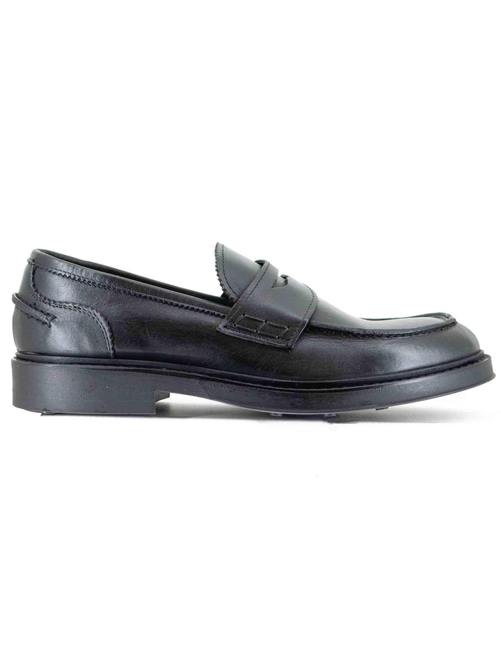 Mocassini uomo in pelle nera con suola in gomma cucita SP1056 0001 Spatarella 